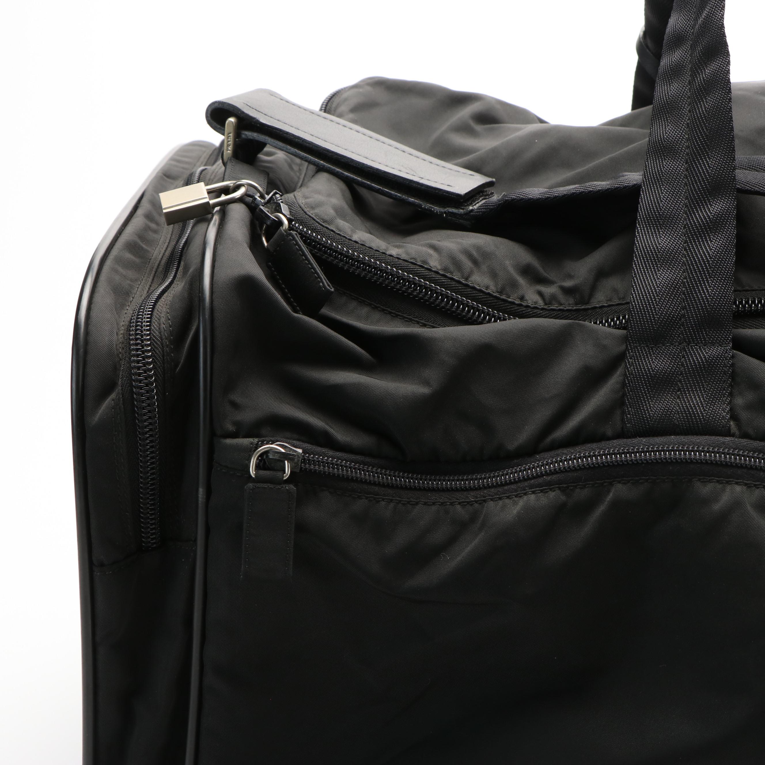 Prada Rolling Duffle Bag in Black Tessuto Nylon