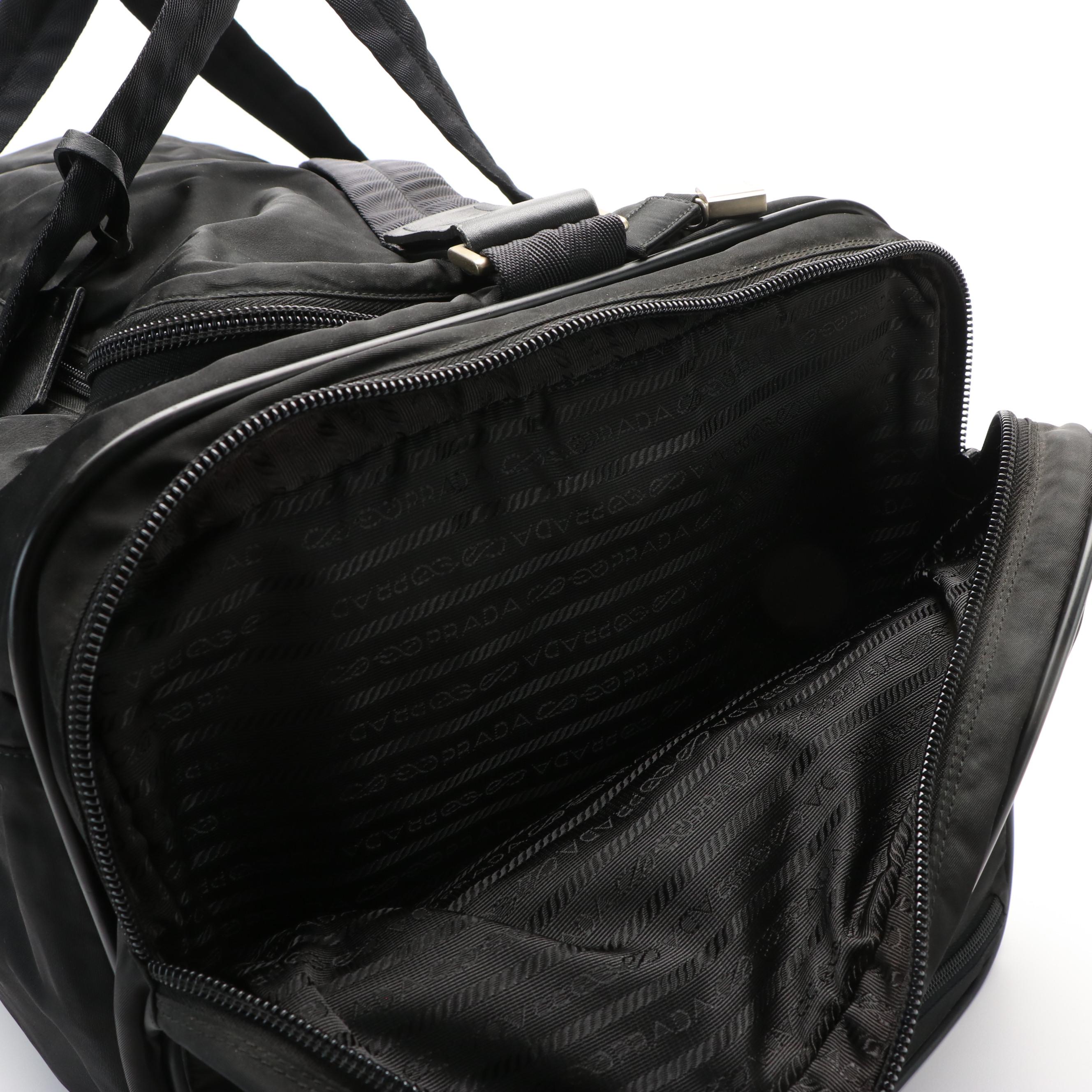 Prada Rolling Duffle Bag in Black Tessuto Nylon