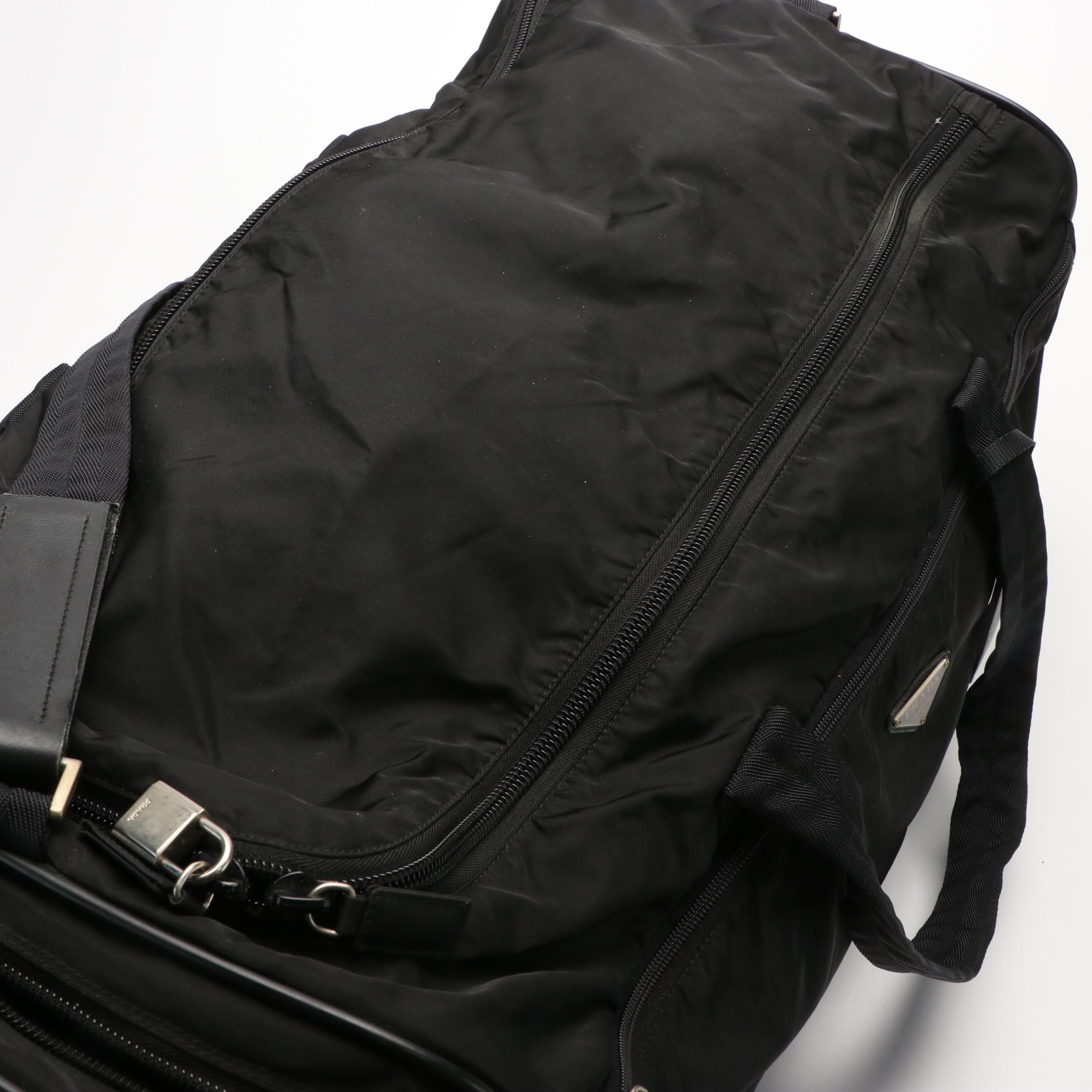 Prada Rolling Duffle Bag in Black Tessuto Nylon