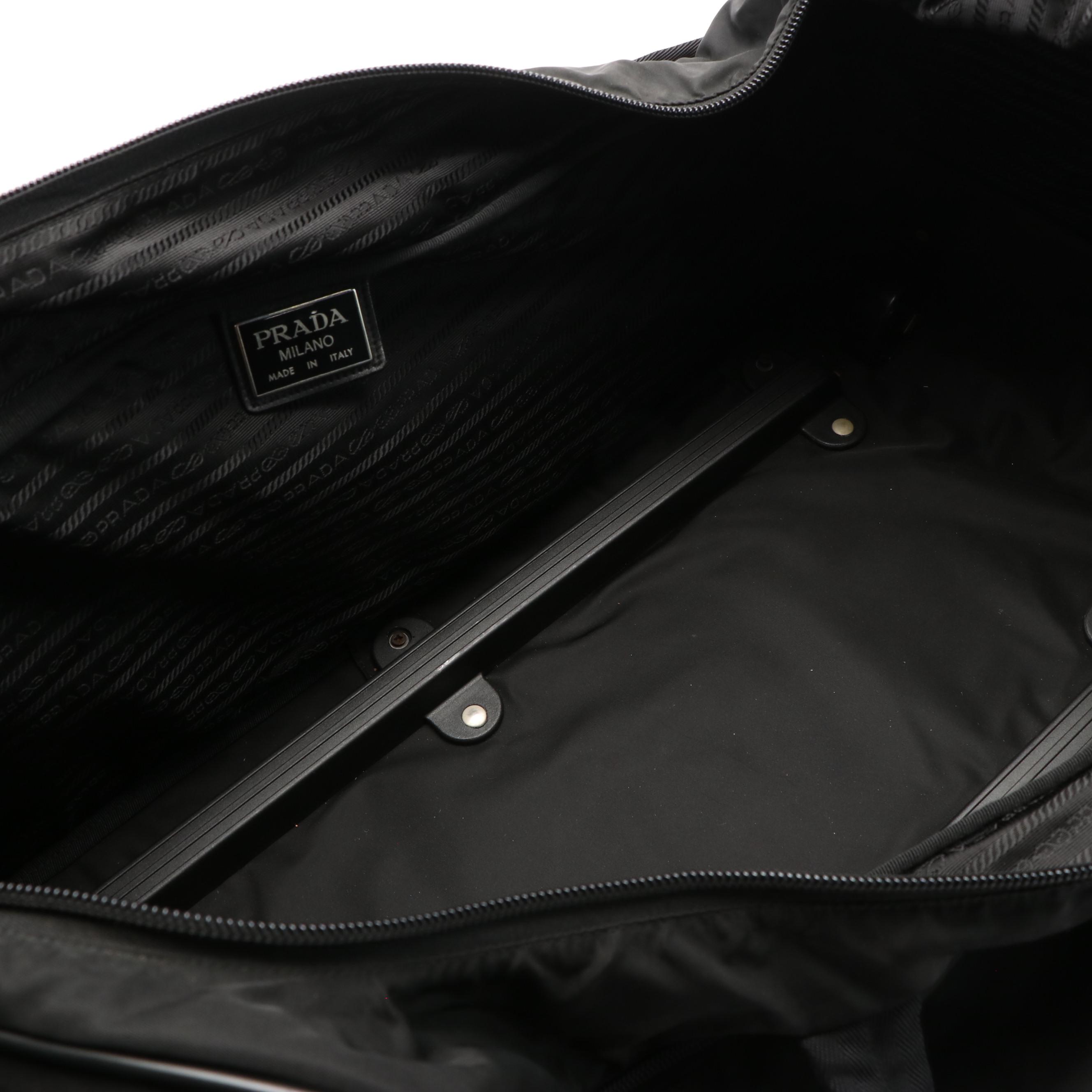 Prada Rolling Duffle Bag in Black Tessuto Nylon