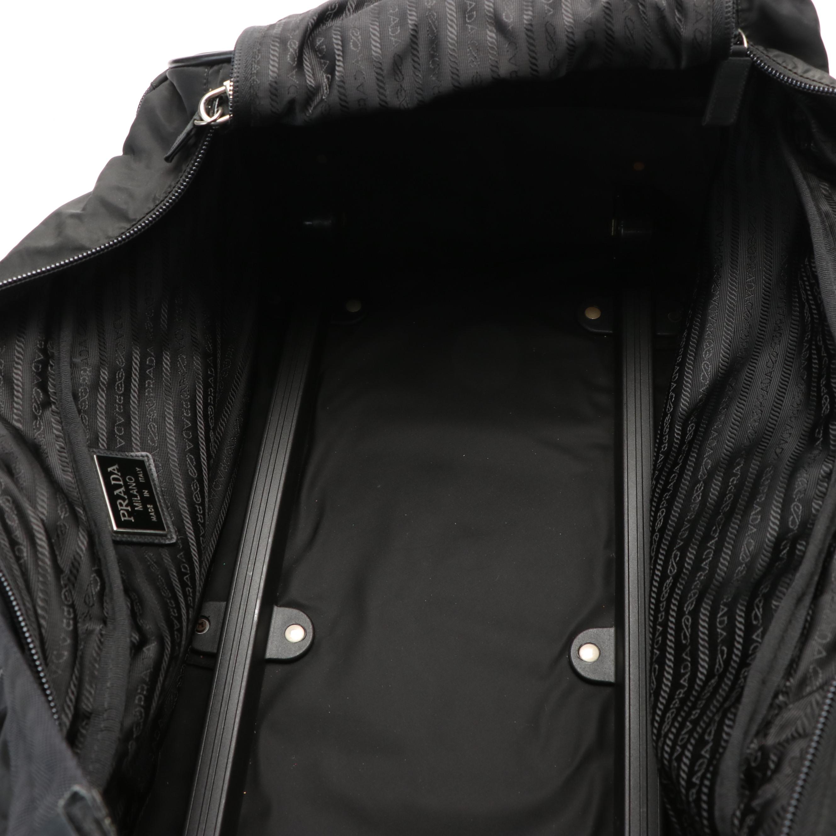 Prada Rolling Duffle Bag in Black Tessuto Nylon