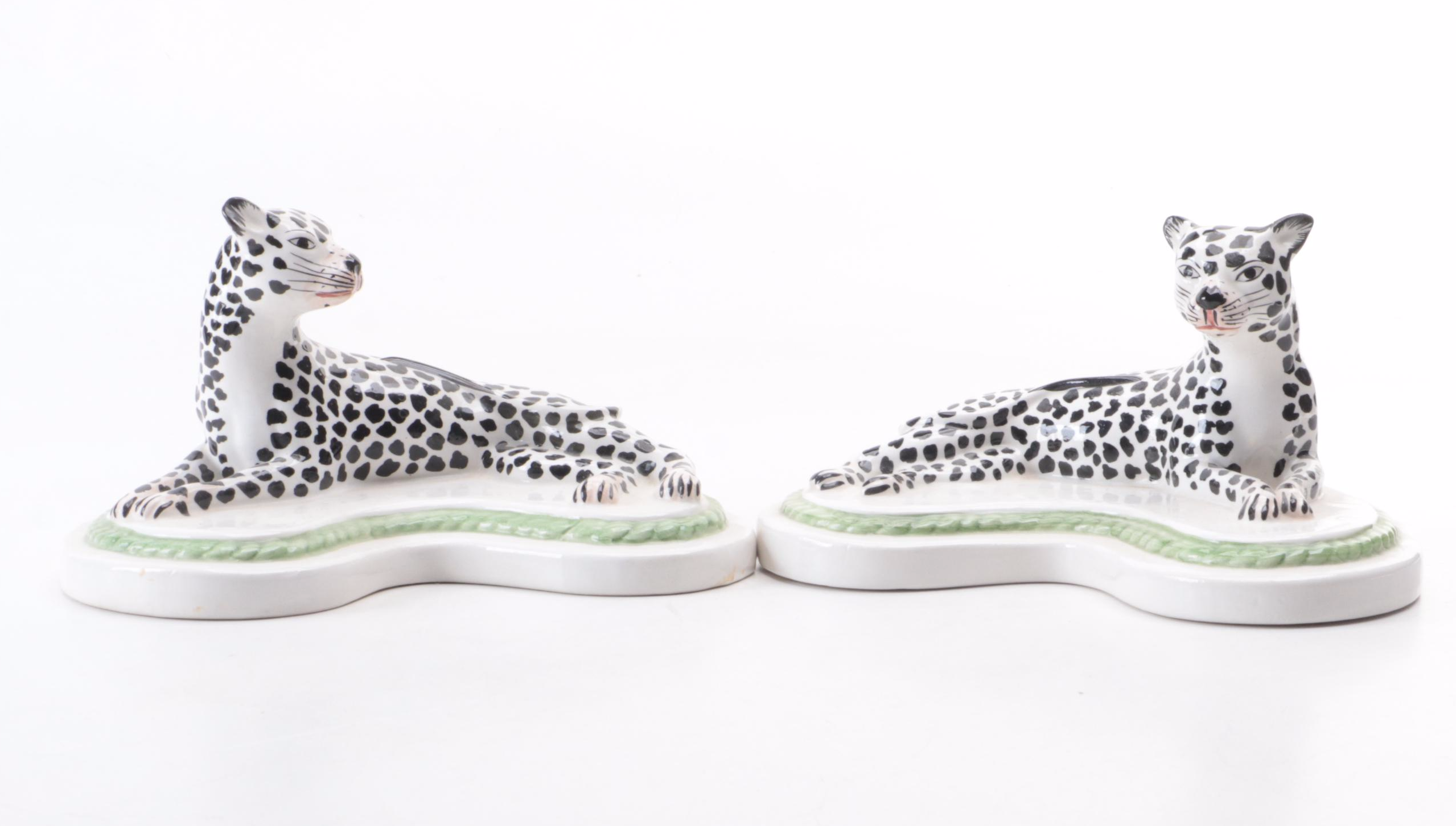 Italian Mold-Cast Ceramic Cheetah Figurines