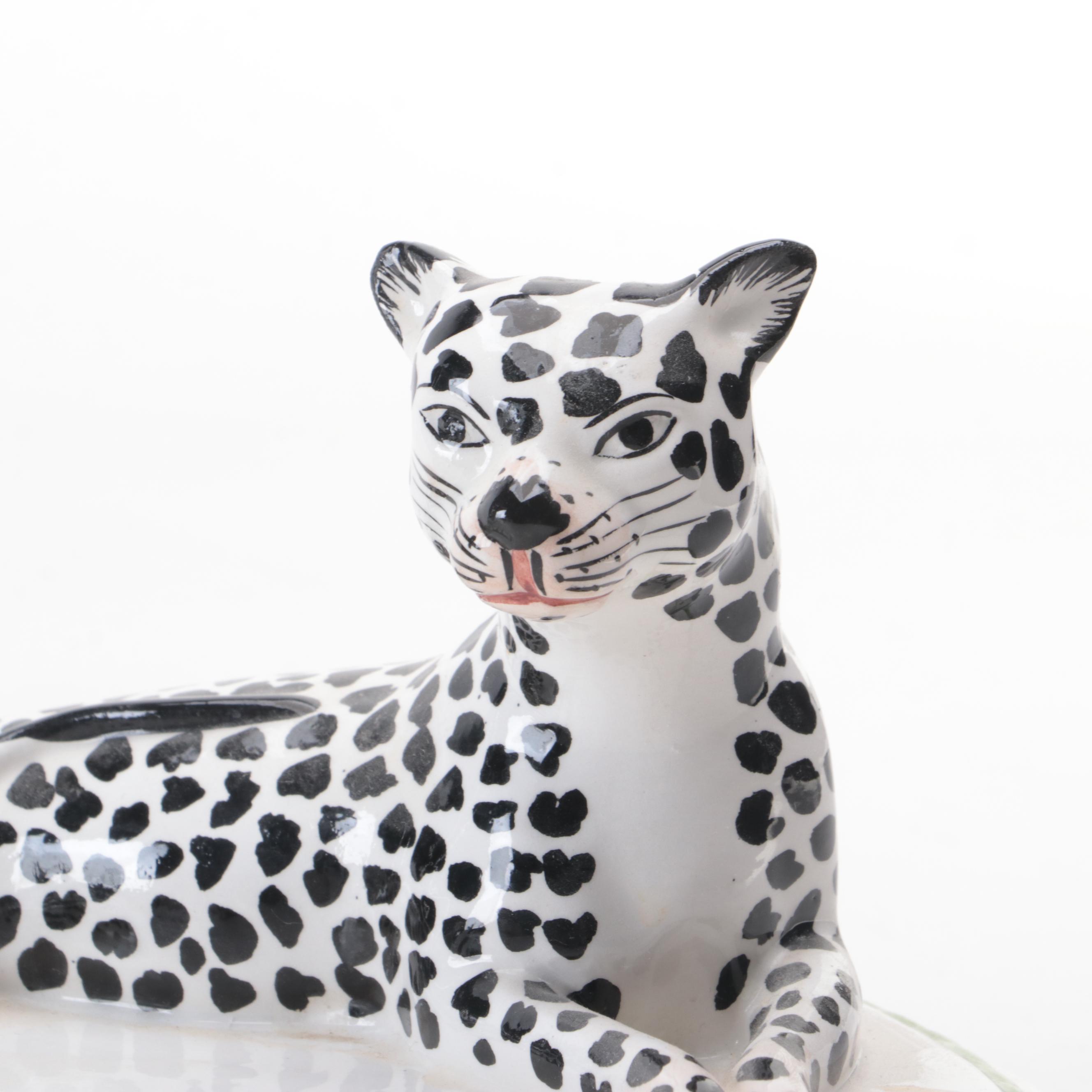 Italian Mold-Cast Ceramic Cheetah Figurines