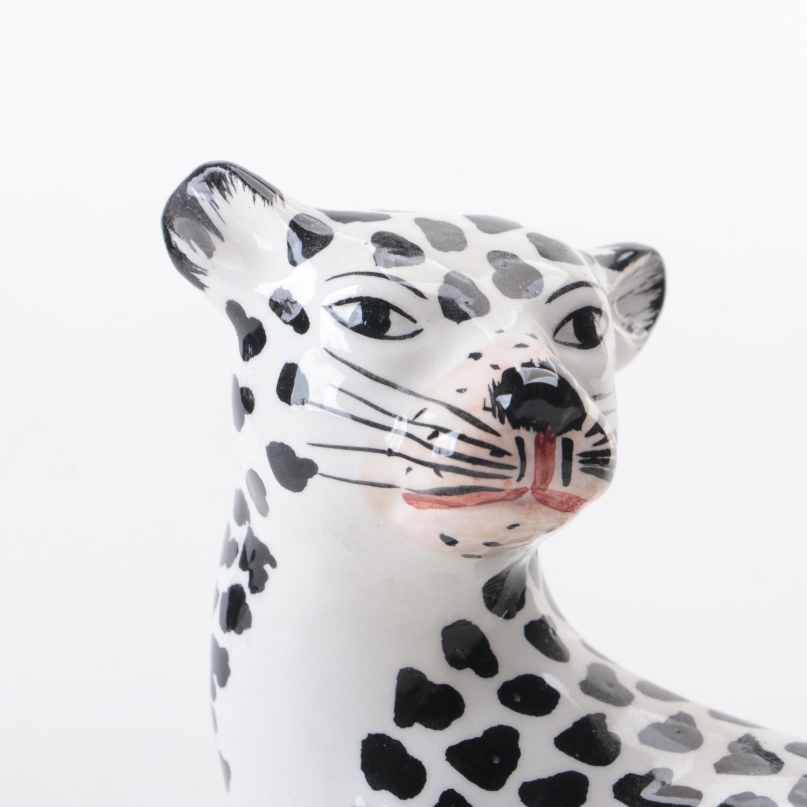 Italian Mold-Cast Ceramic Cheetah Figurines