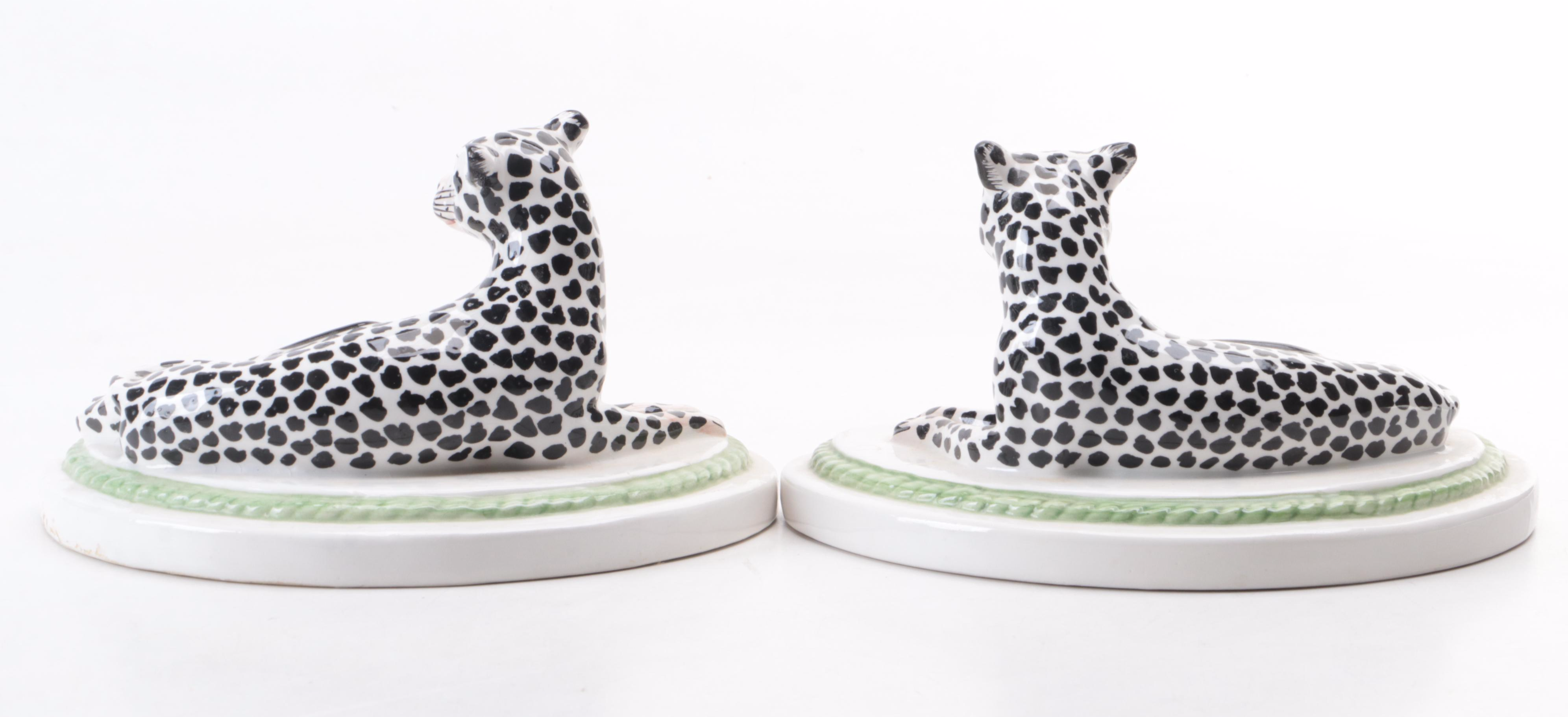 Italian Mold-Cast Ceramic Cheetah Figurines