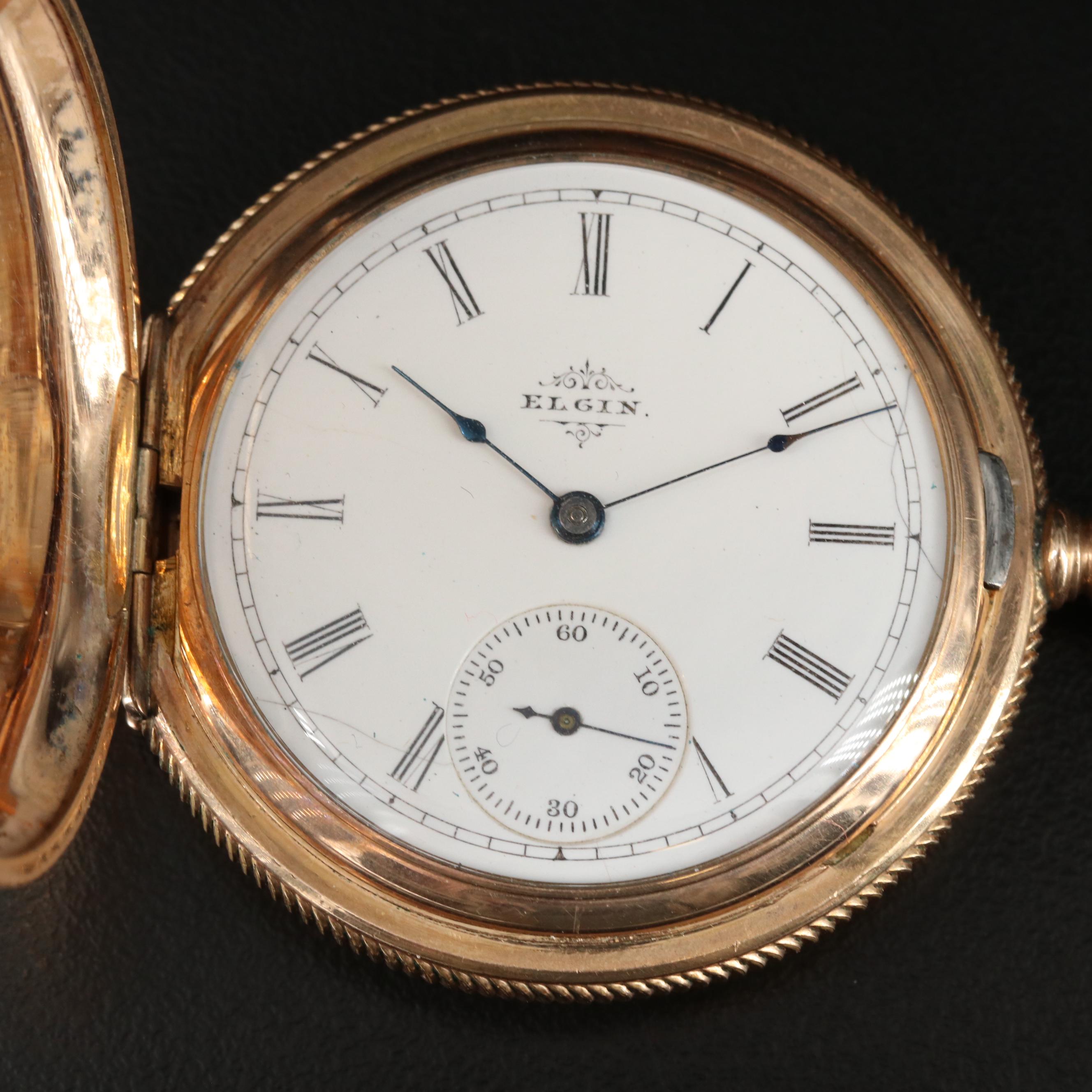 1898 Elgin Gold-Filled Hunting Case Pocket Watch
