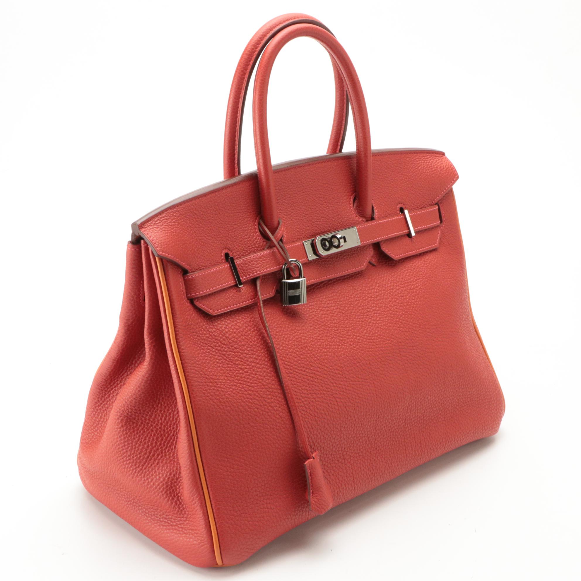 Hermès Birkin 35 Satchel in Rouge Vif Fjord Leather