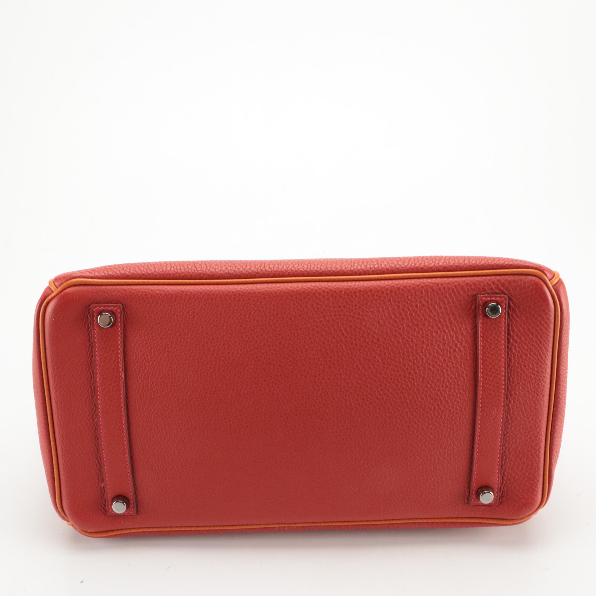 Hermès Birkin 35 Satchel in Rouge Vif Fjord Leather