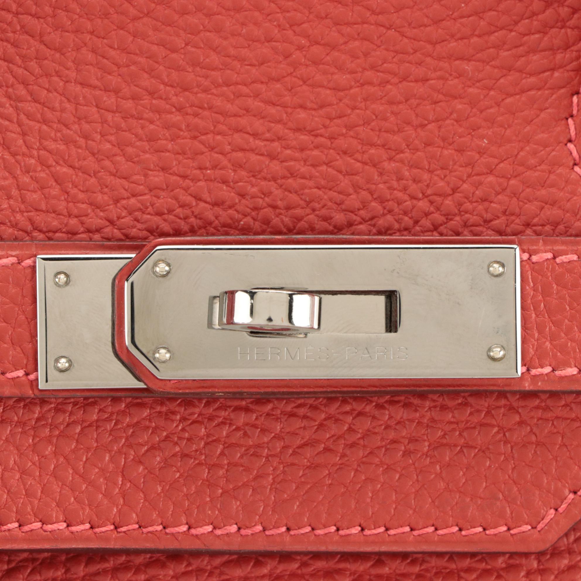 Hermès Birkin 35 Satchel in Rouge Vif Fjord Leather