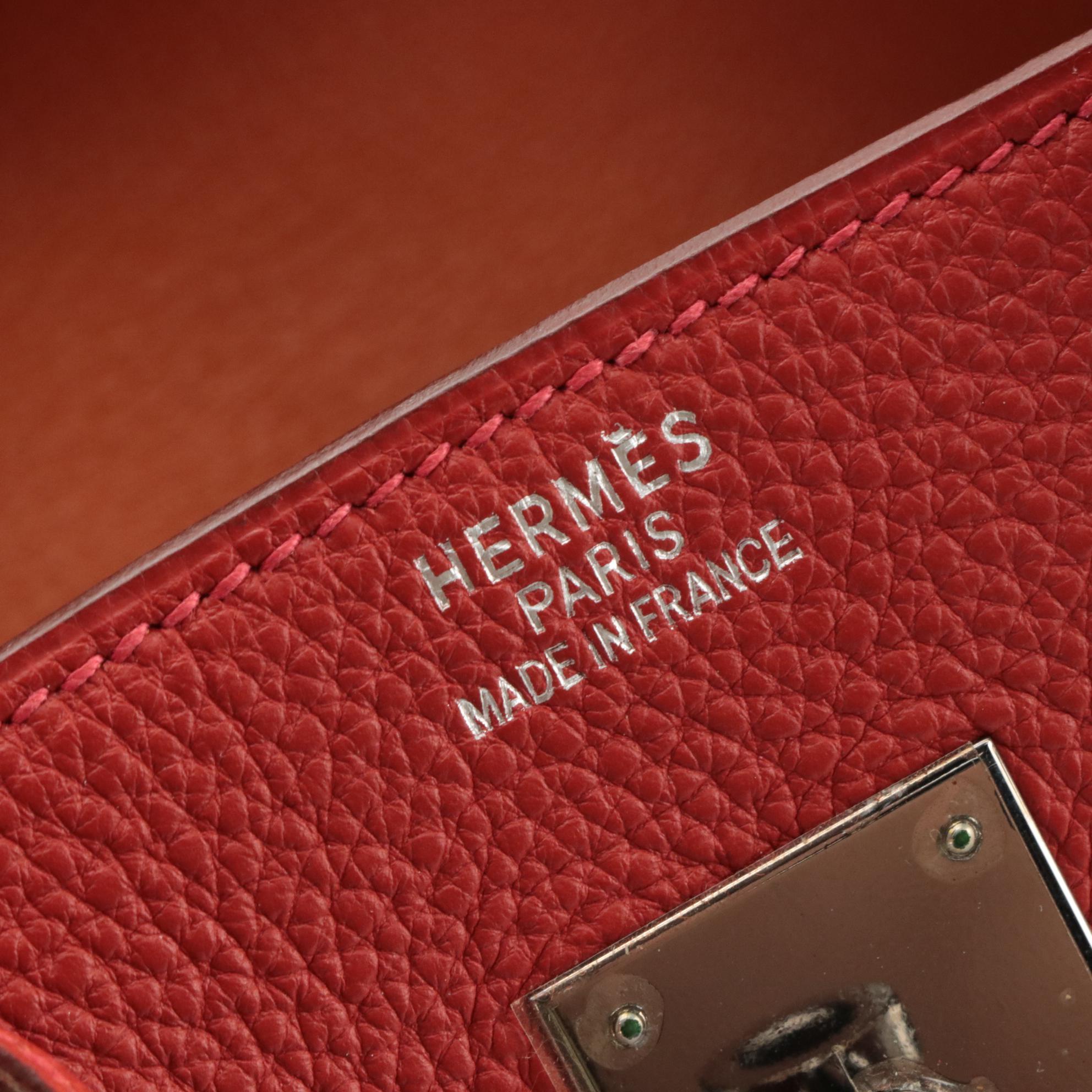 Hermès Birkin 35 Satchel in Rouge Vif Fjord Leather