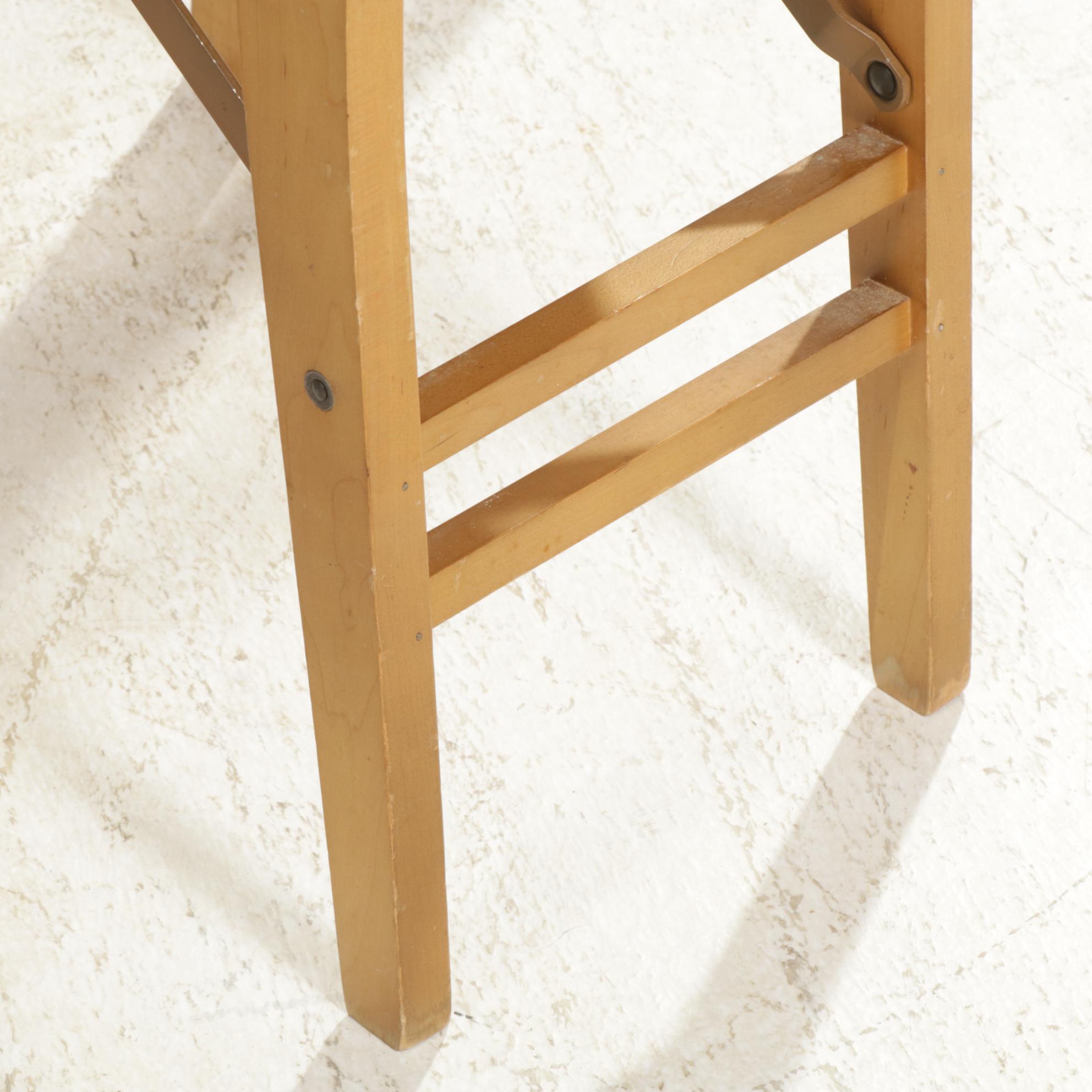 Stakmore Mid Century Modern Maple and Vinyl Folding Card Table Set