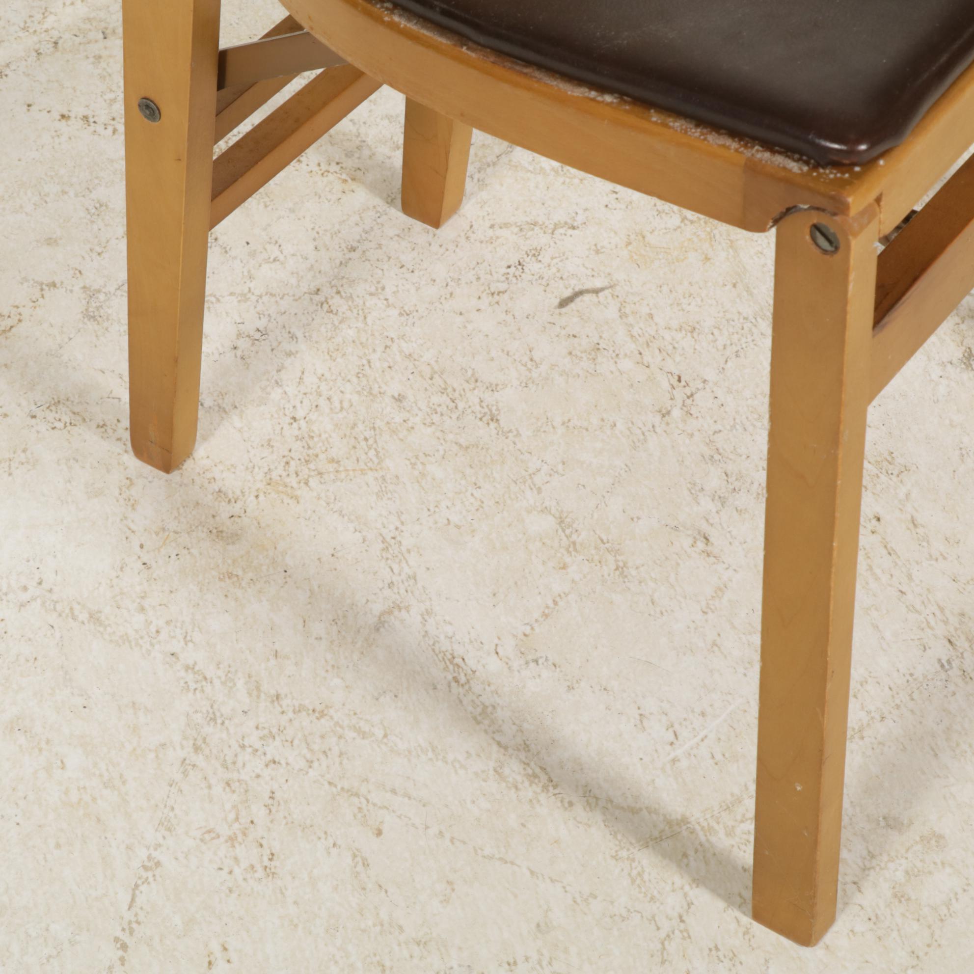 Stakmore Mid Century Modern Maple and Vinyl Folding Card Table Set