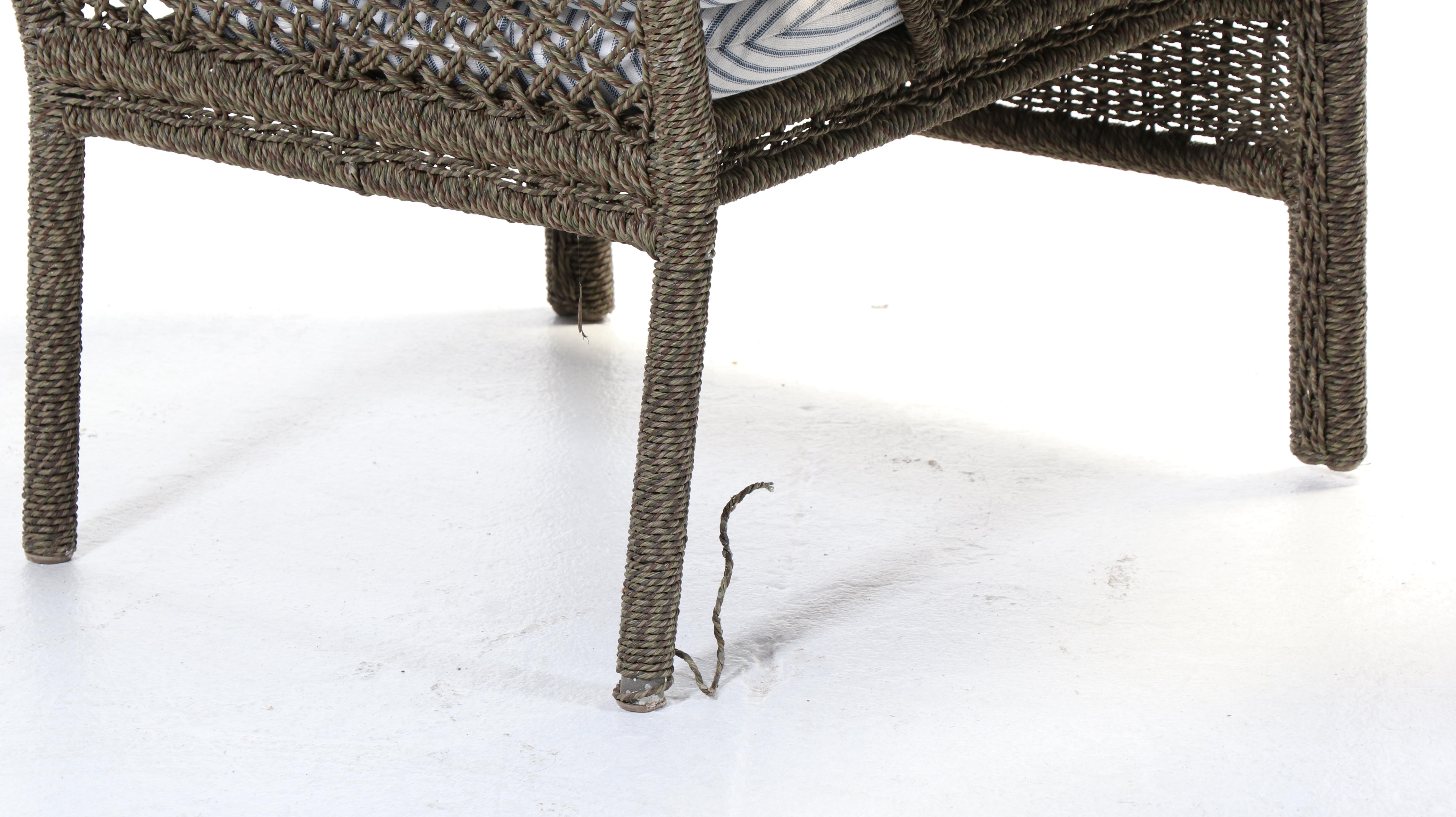 Contemporary Resin Wicker Patio Armchairs and Coffee Table