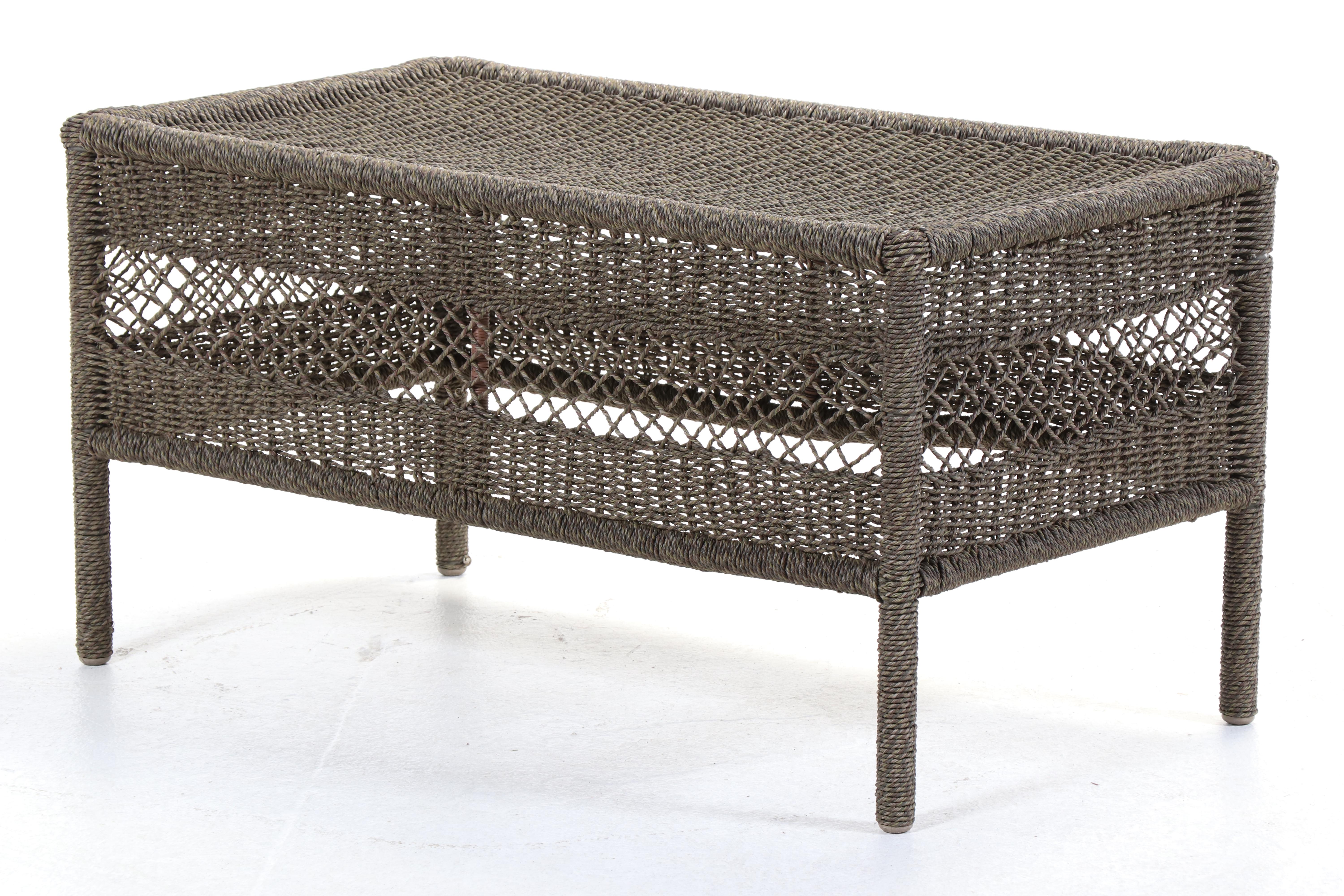 Contemporary Resin Wicker Patio Armchairs and Coffee Table