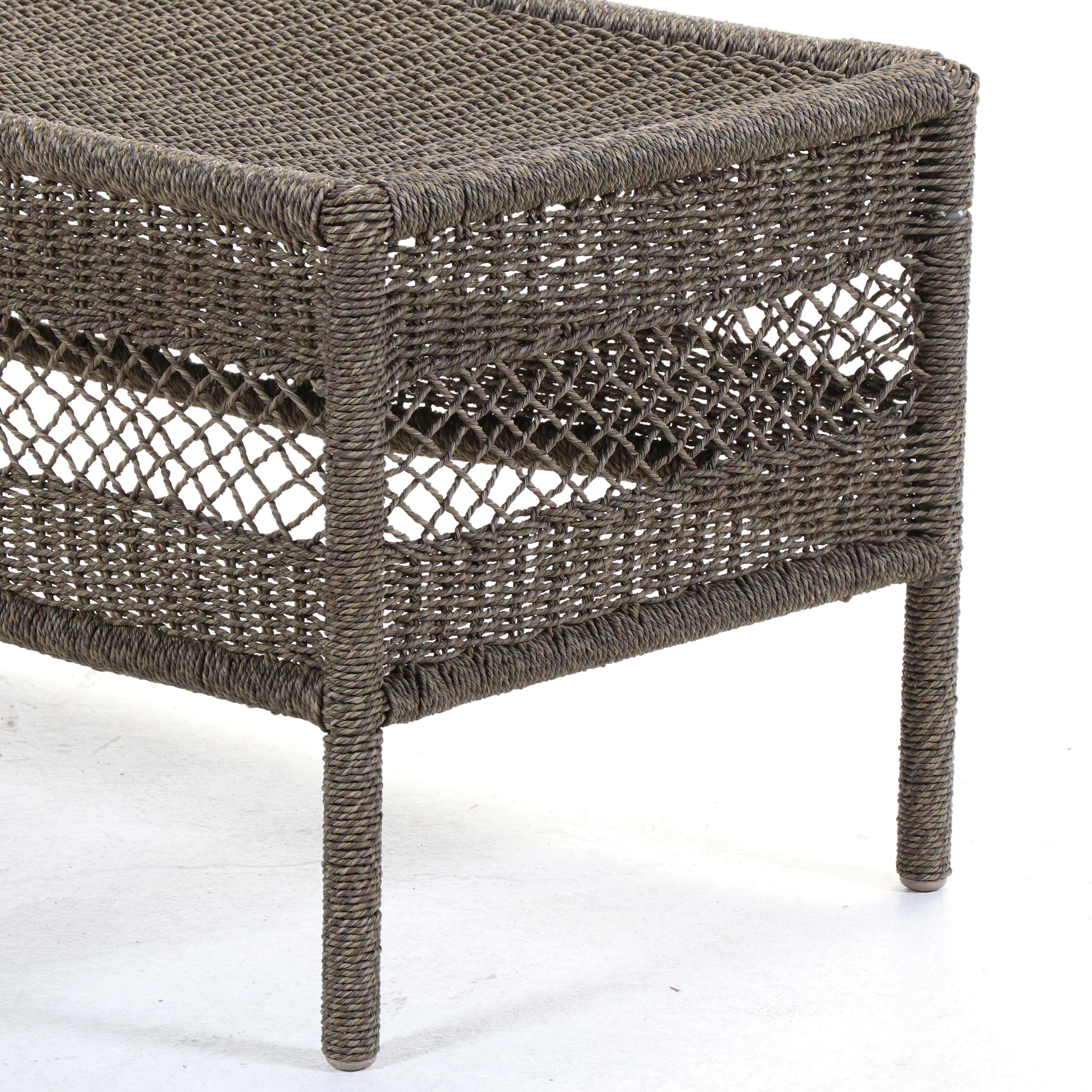 Contemporary Resin Wicker Patio Armchairs and Coffee Table