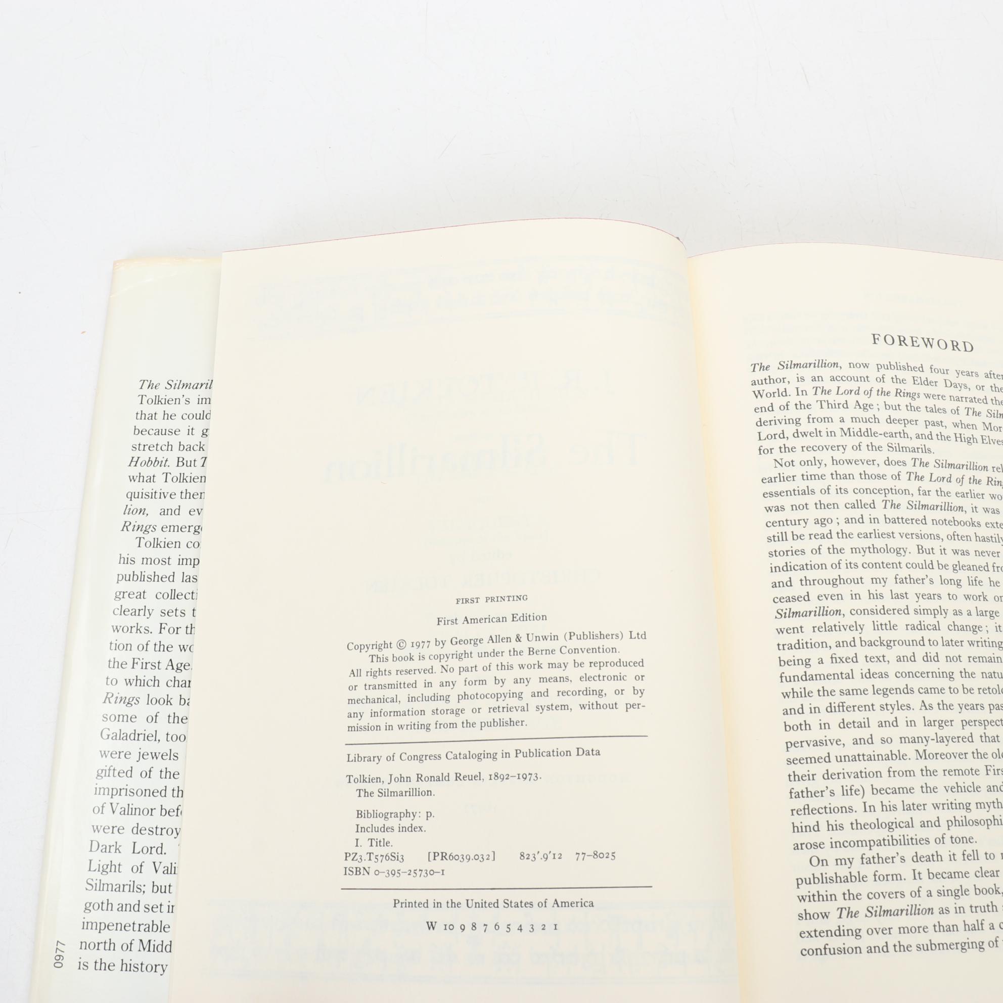 First American Edition "The Silmarillion" by J. R. R. Tolkien with Fold-Out Map