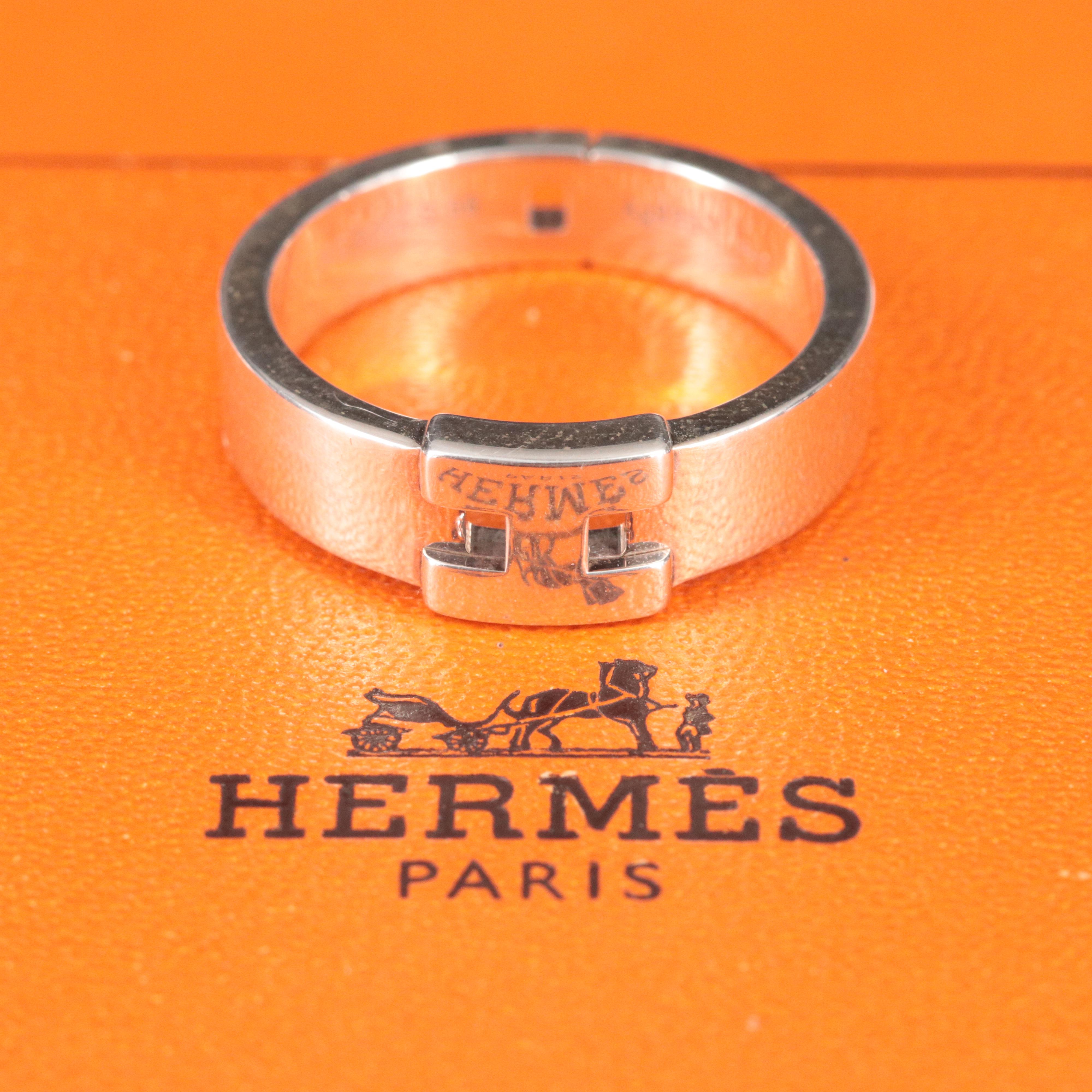 Hermès H Logo Hercules Sterling Ring