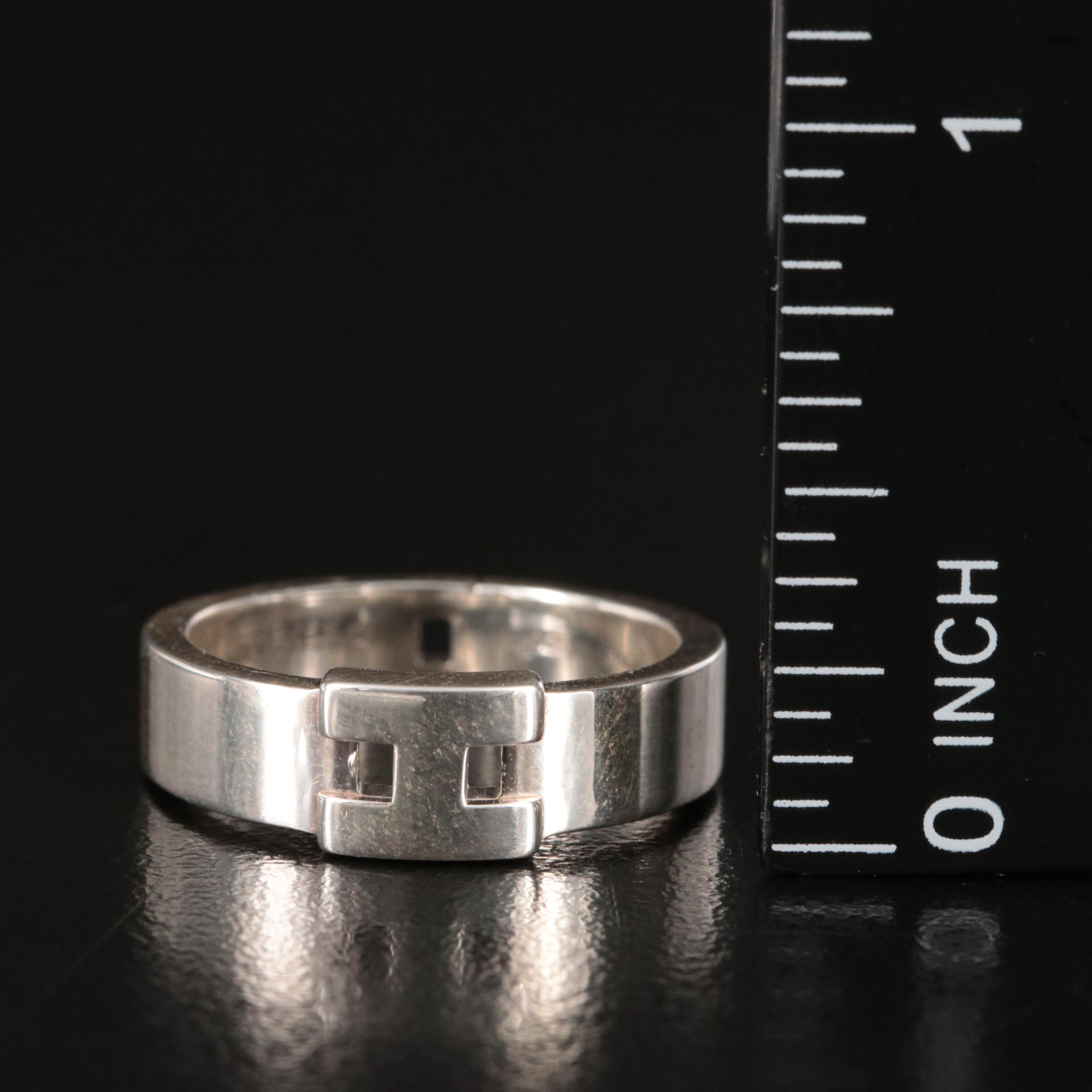 Hermès H Logo Hercules Sterling Ring