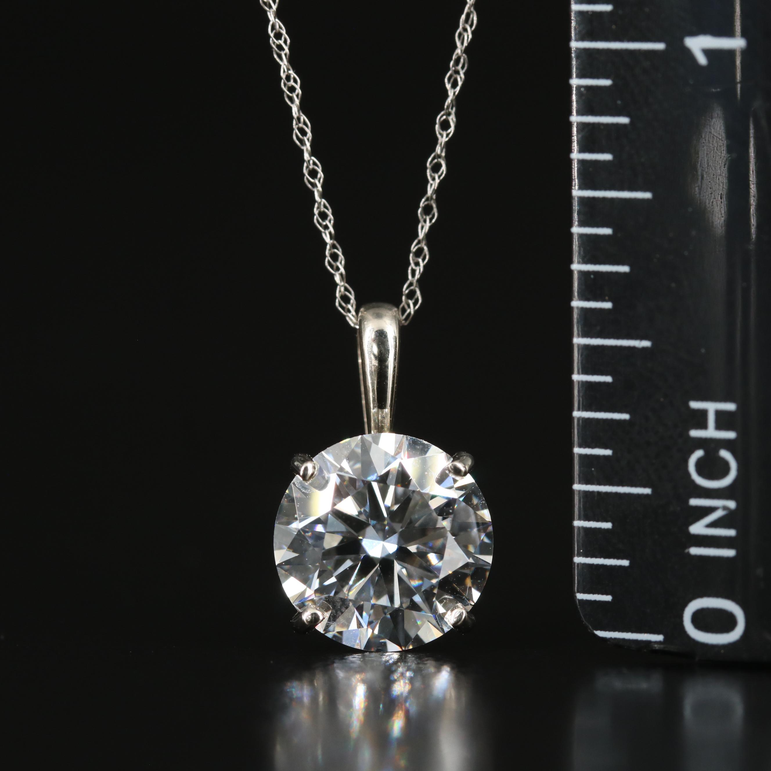 Loose 3.25 CT Lab Grown Diamond Solitaire Pendant Necklace with IGI Report