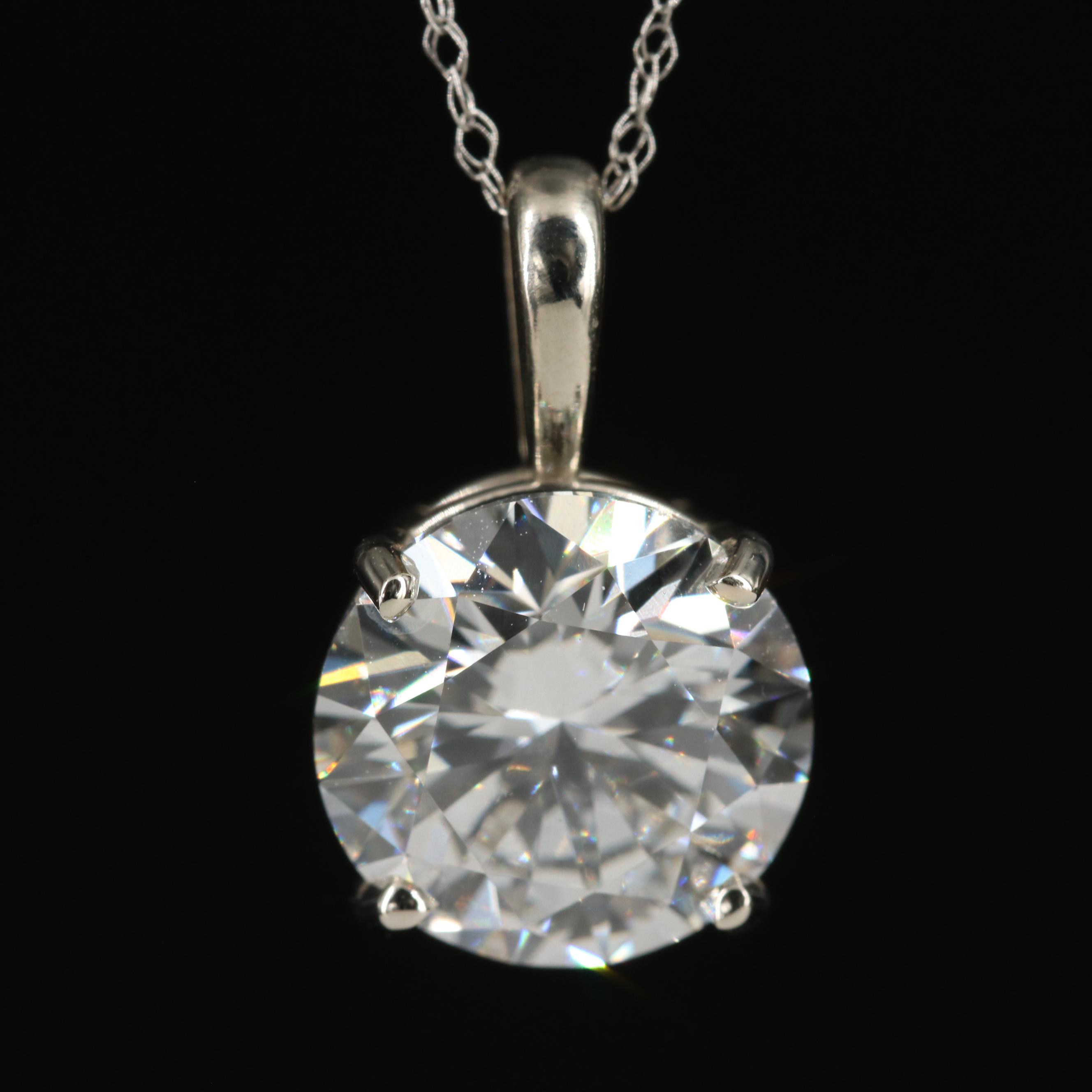 Loose 3.25 CT Lab Grown Diamond Solitaire Pendant Necklace with IGI Report