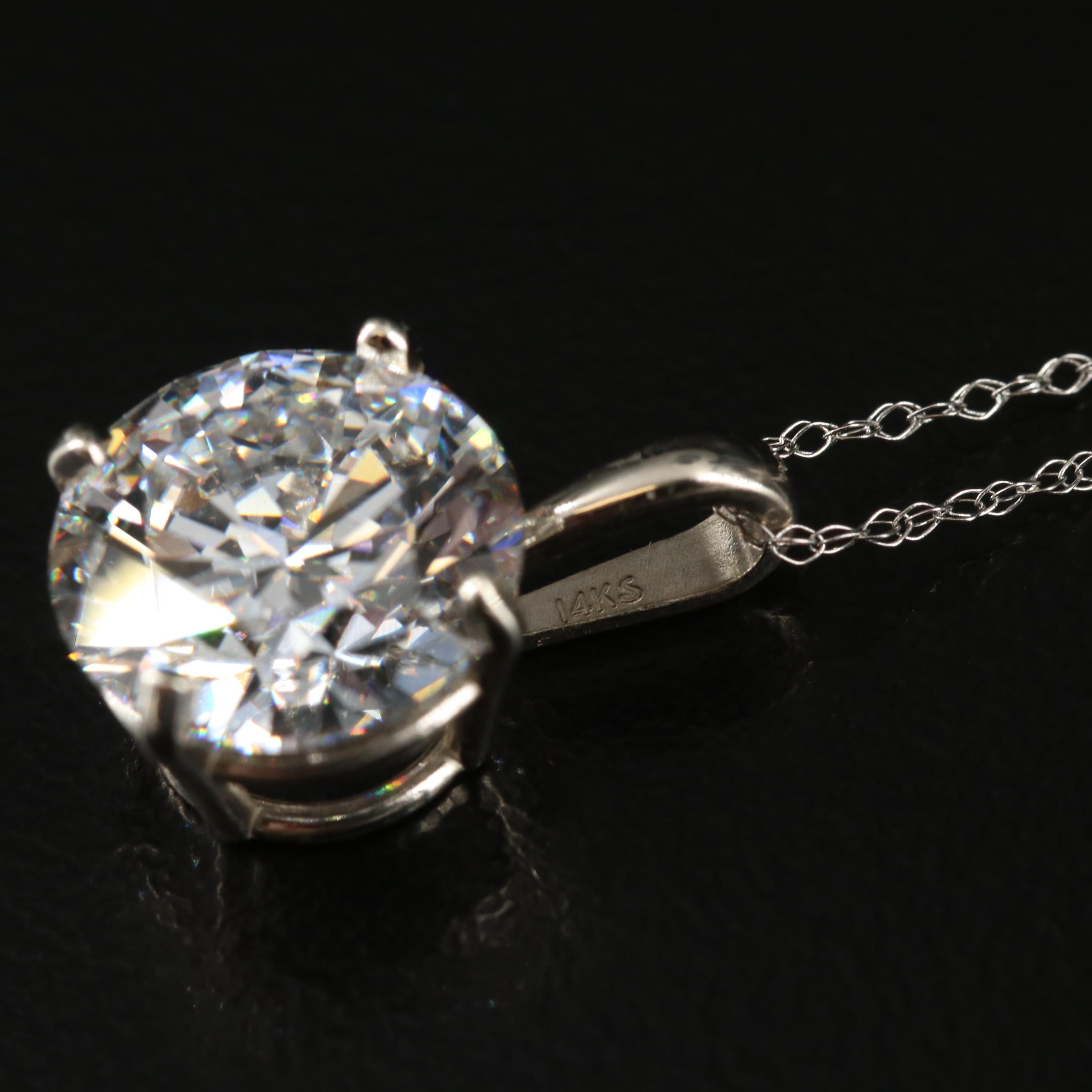Loose 3.25 CT Lab Grown Diamond Solitaire Pendant Necklace with IGI Report