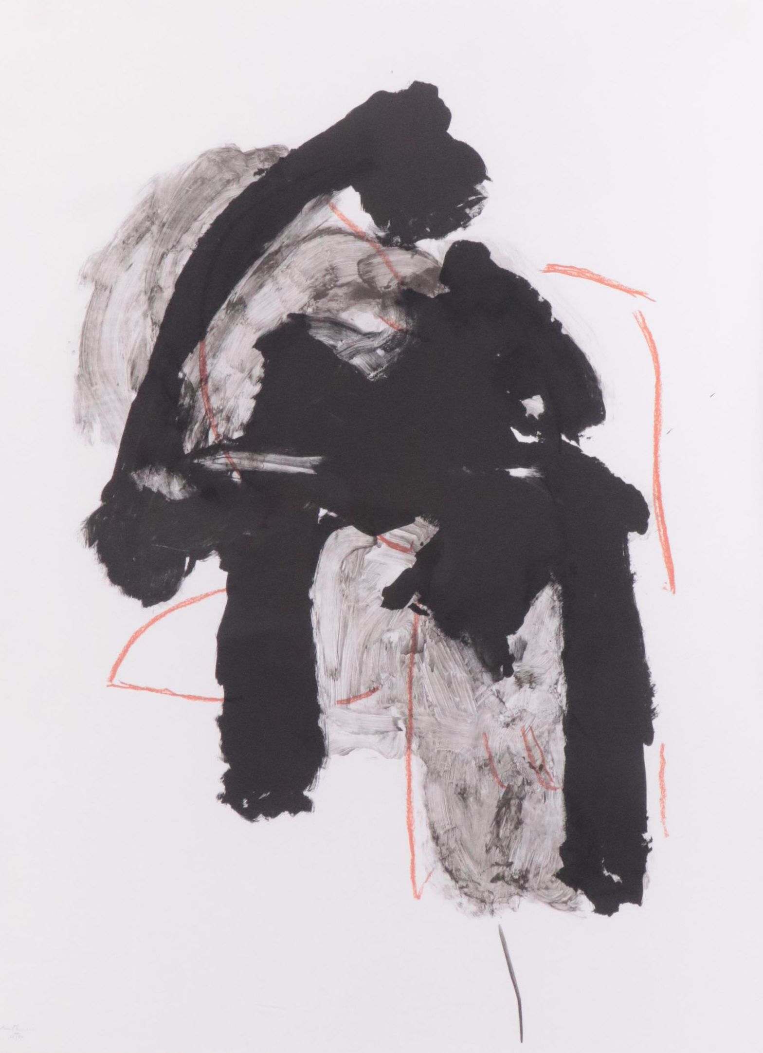 Robert Motherwell Abstract Expressionist Lithograph "Calligraphy I," 1989