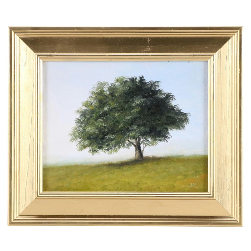 Houra Alghizzi Landscape Oil Painting "Oak Tree," 2024