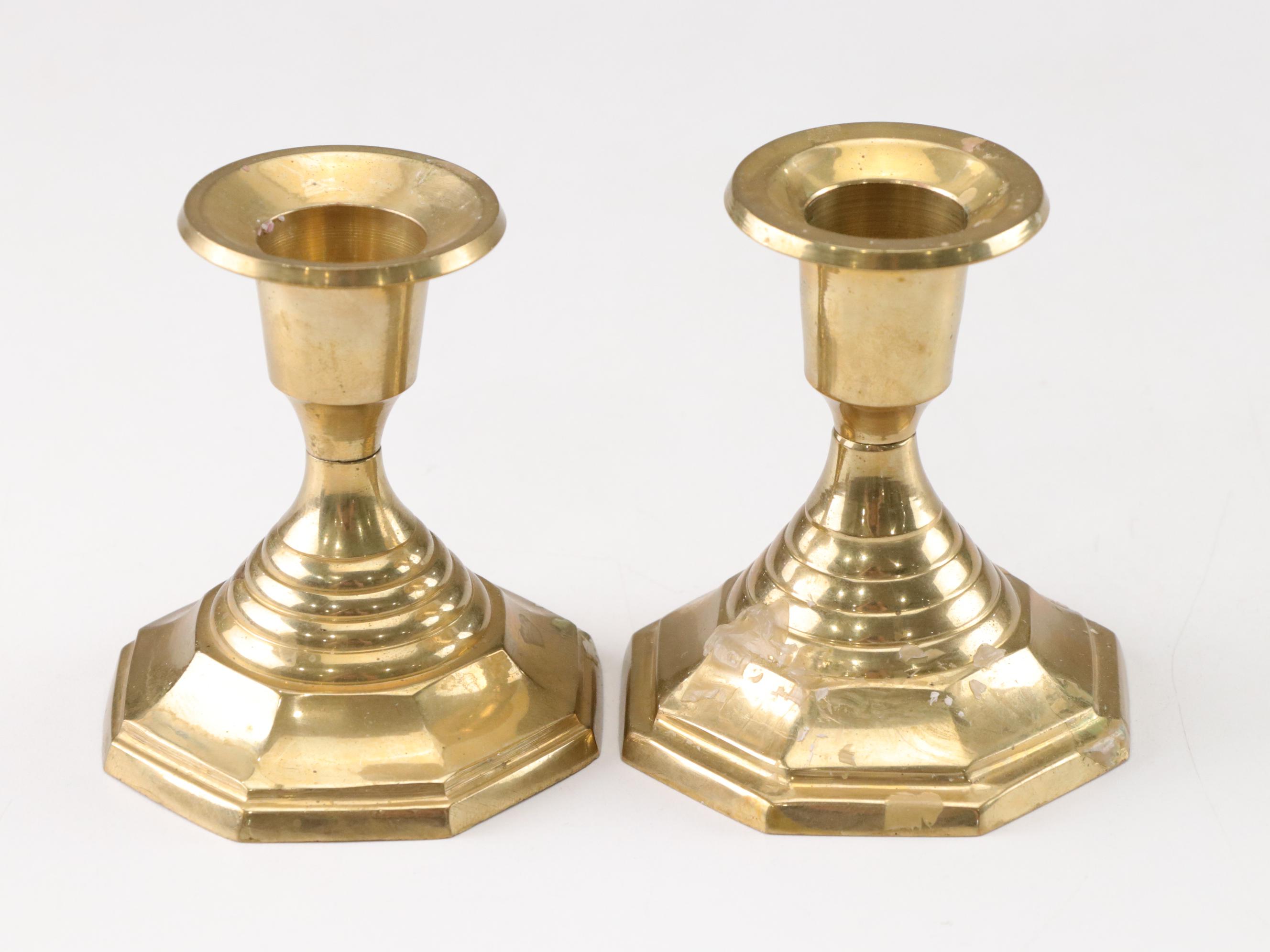 Thai Dancing Figurine with Globe, Brass Candlesticks and Buddhist Figures