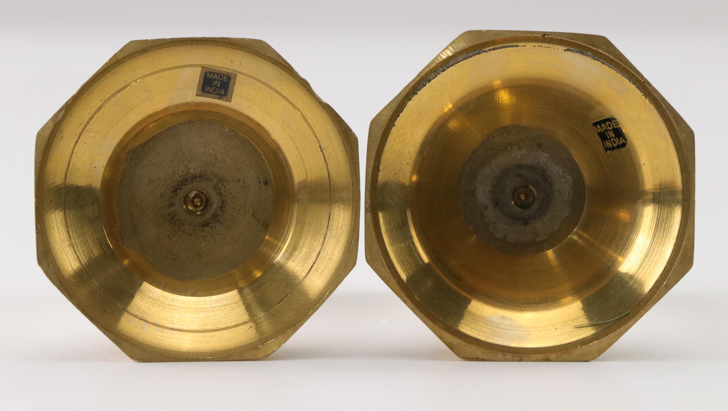 Thai Dancing Figurine with Globe, Brass Candlesticks and Buddhist Figures