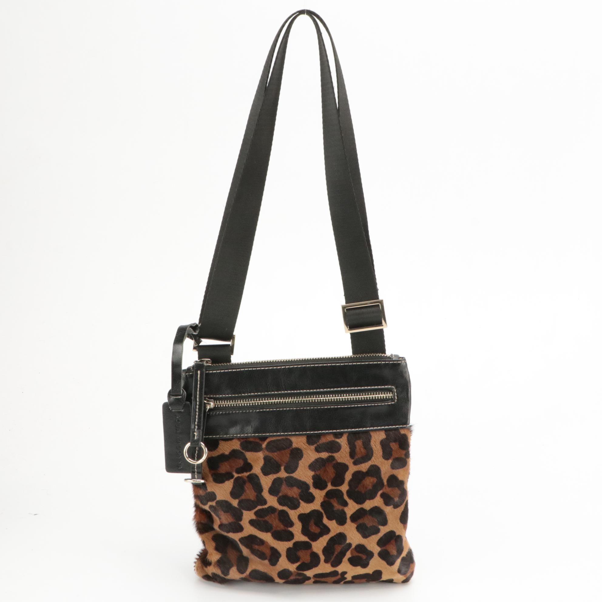 Kate Spade Shoulder Bag in Nylon and Aqua Madonna Leopard Print Calf Hair Bag