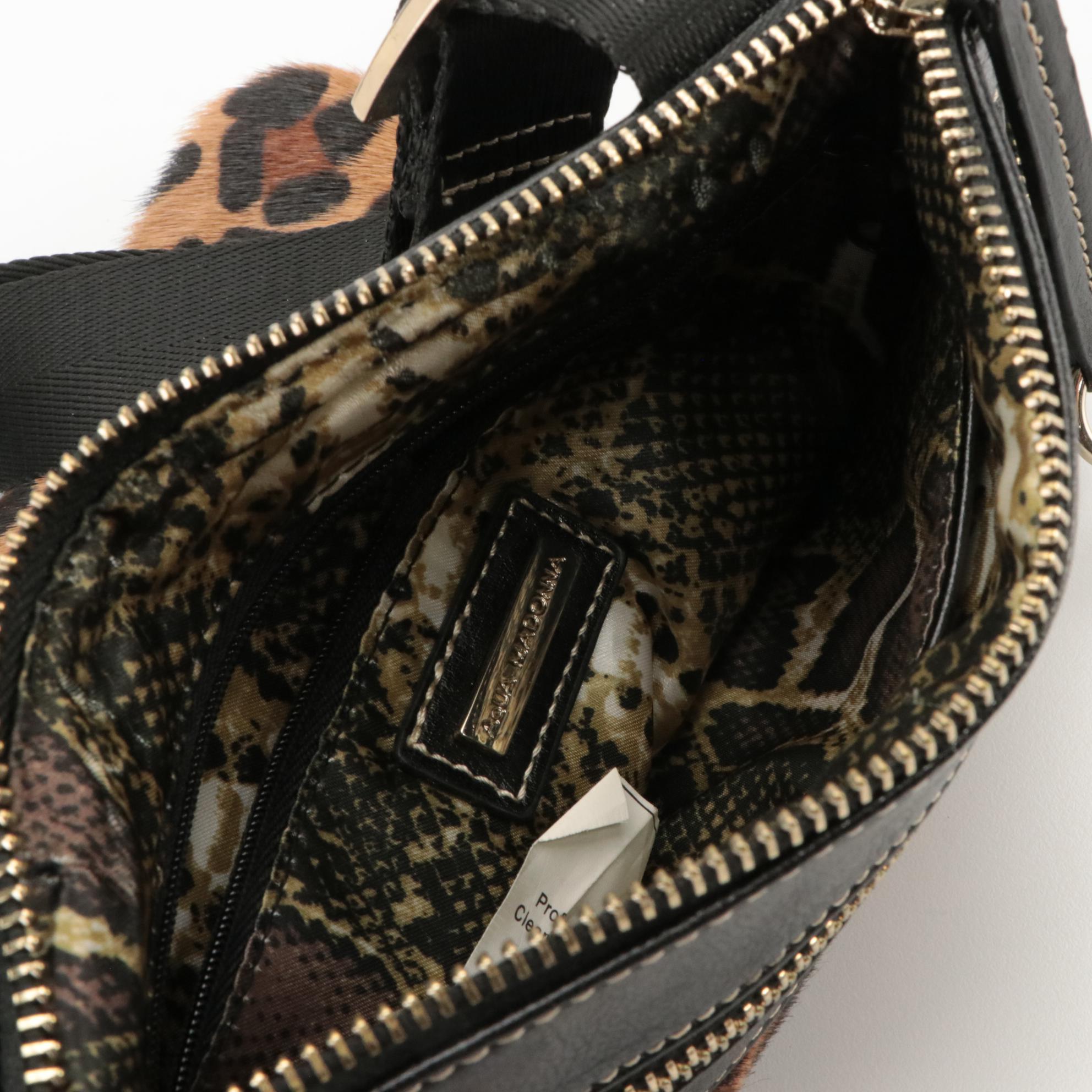 Kate Spade Shoulder Bag in Nylon and Aqua Madonna Leopard Print Calf Hair Bag