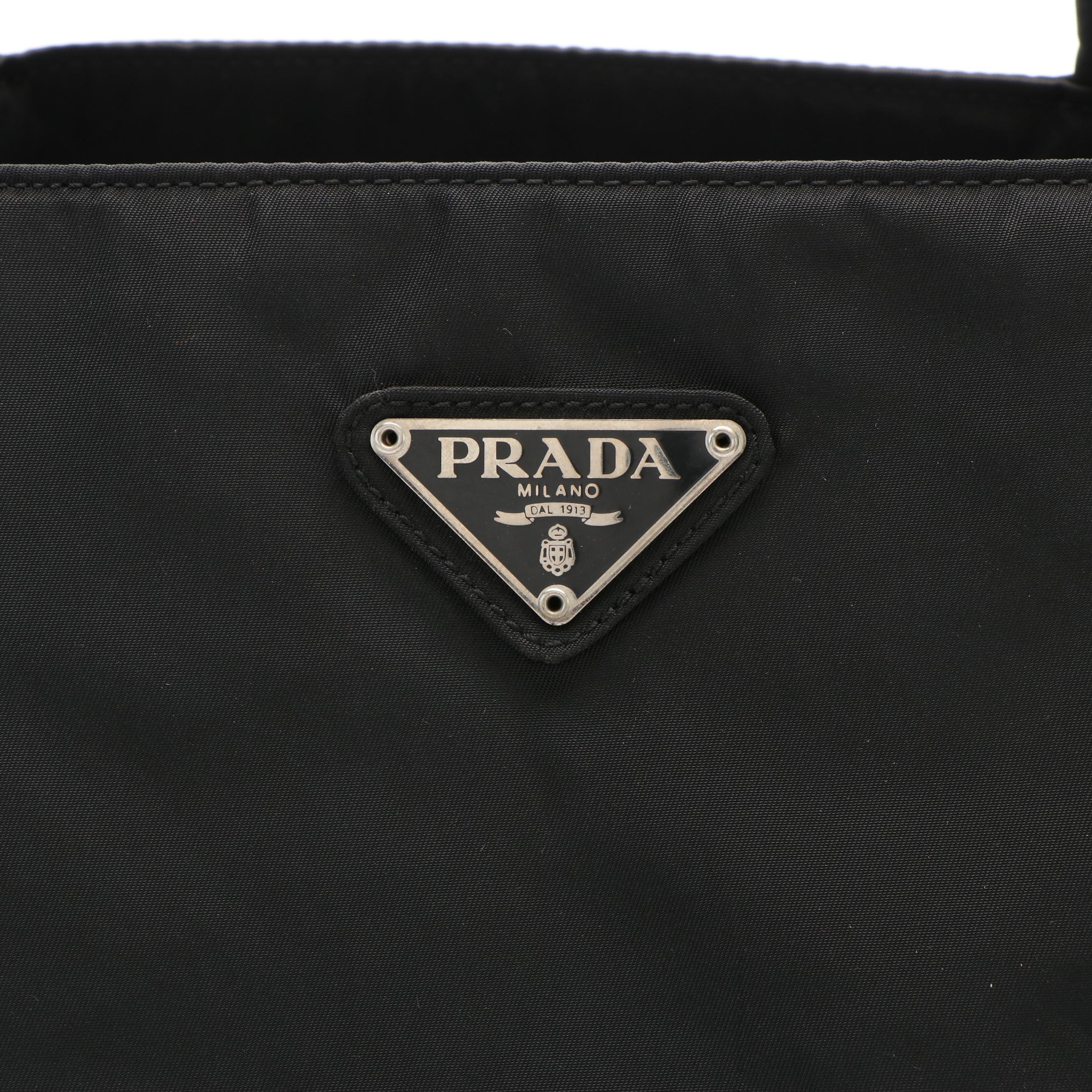 Prada Triangle Logo Tote Bag in Black Nylon