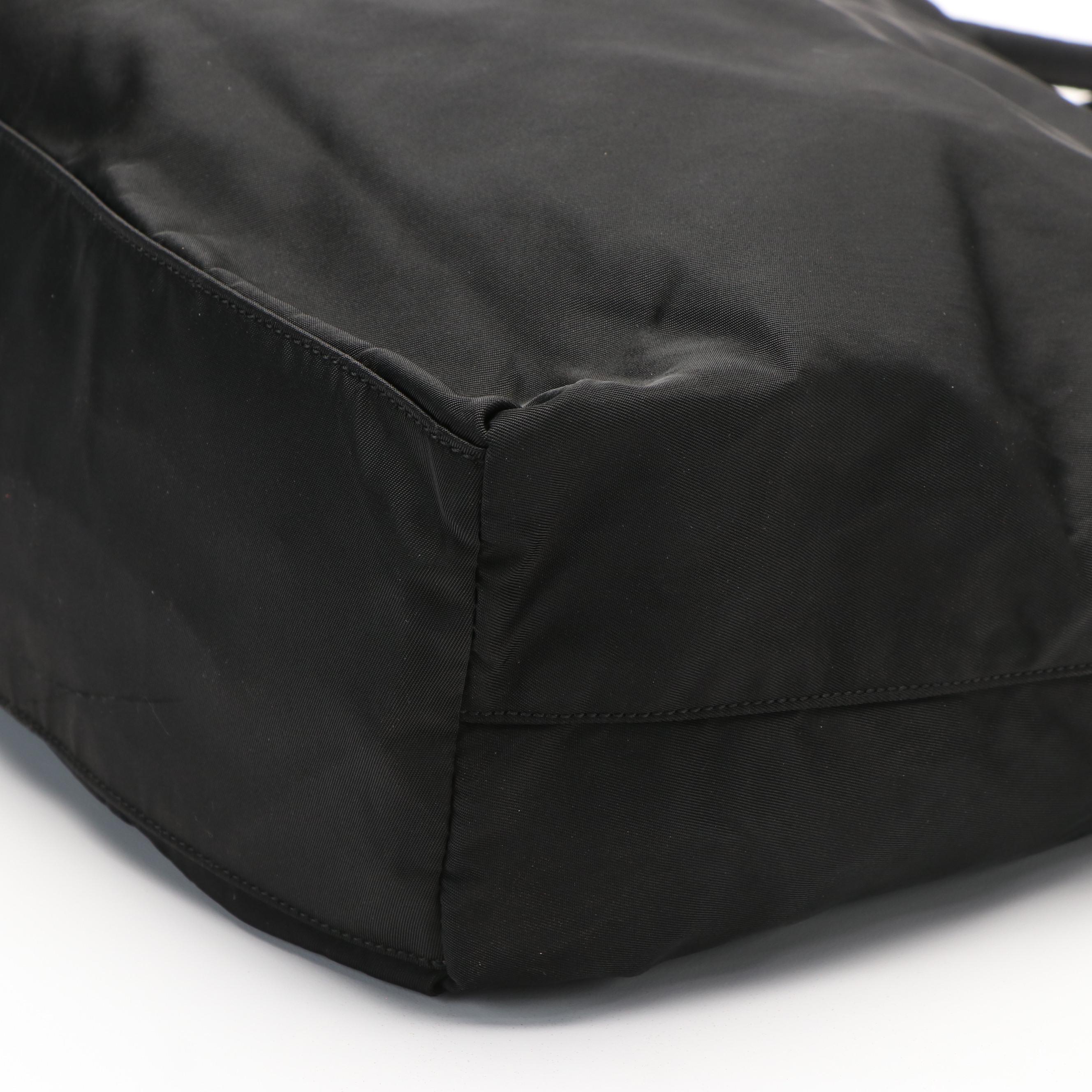 Prada Triangle Logo Tote Bag in Black Nylon