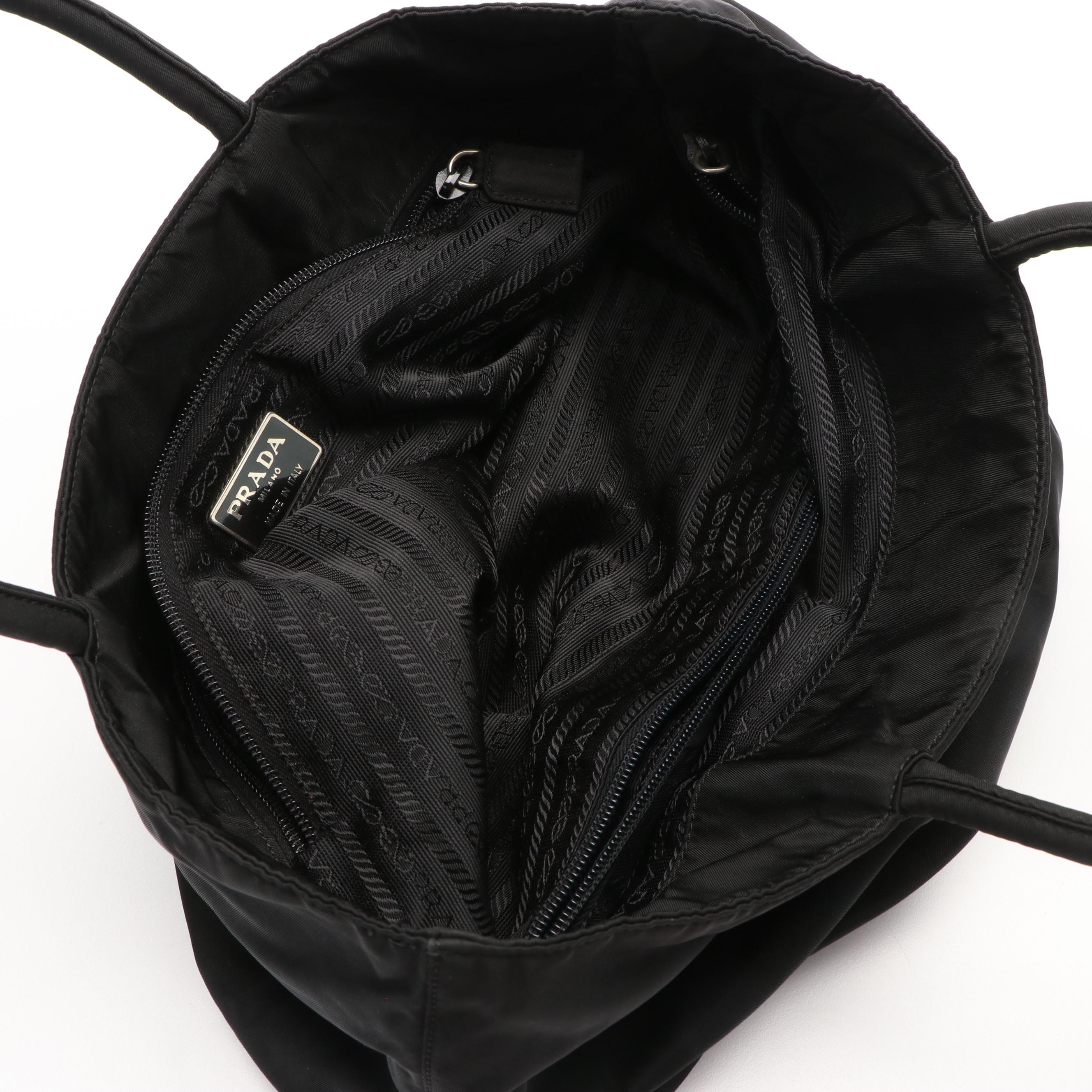 Prada Triangle Logo Tote Bag in Black Nylon