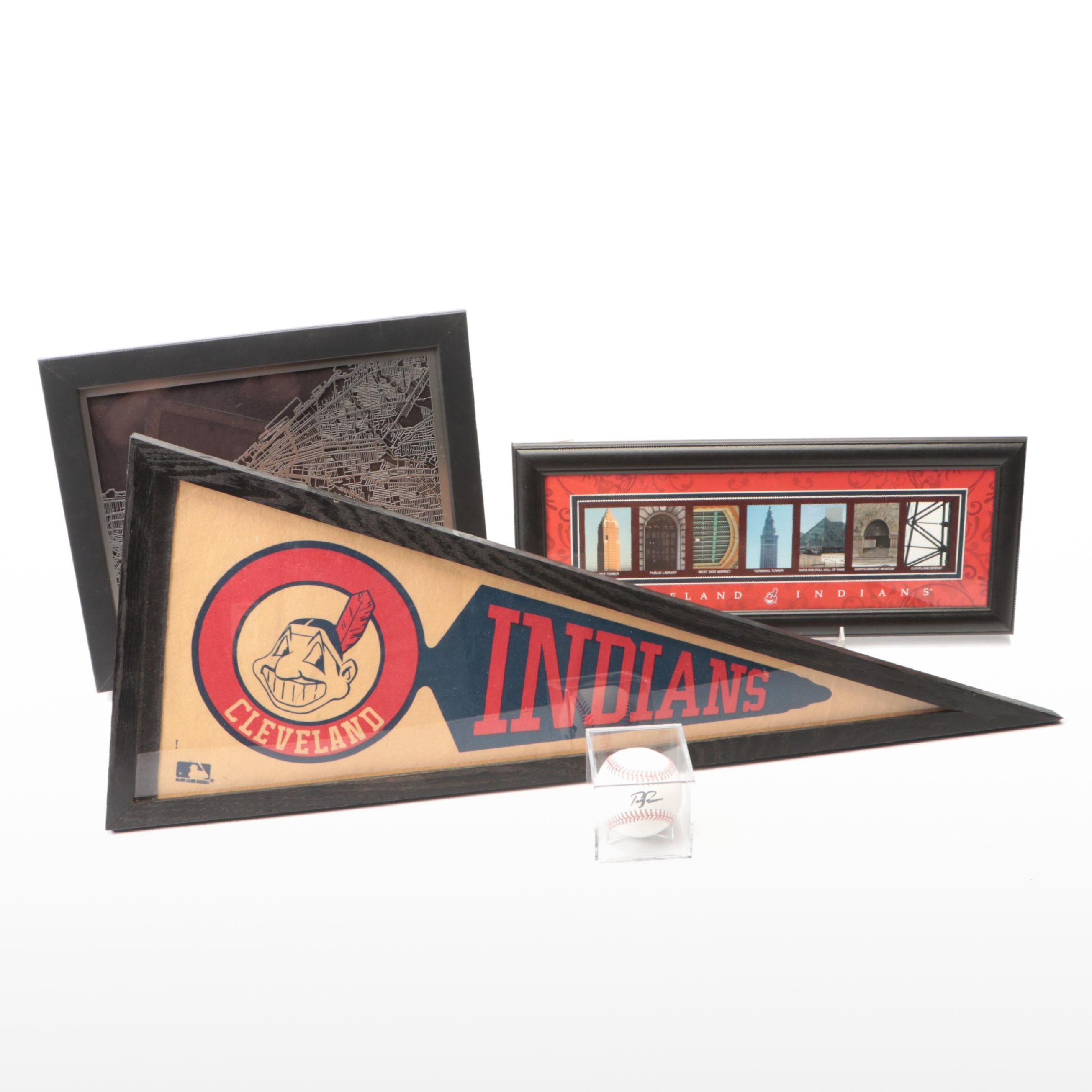 Terry Francona Signed Rawlings Official Baseball with Framed Pennant and More