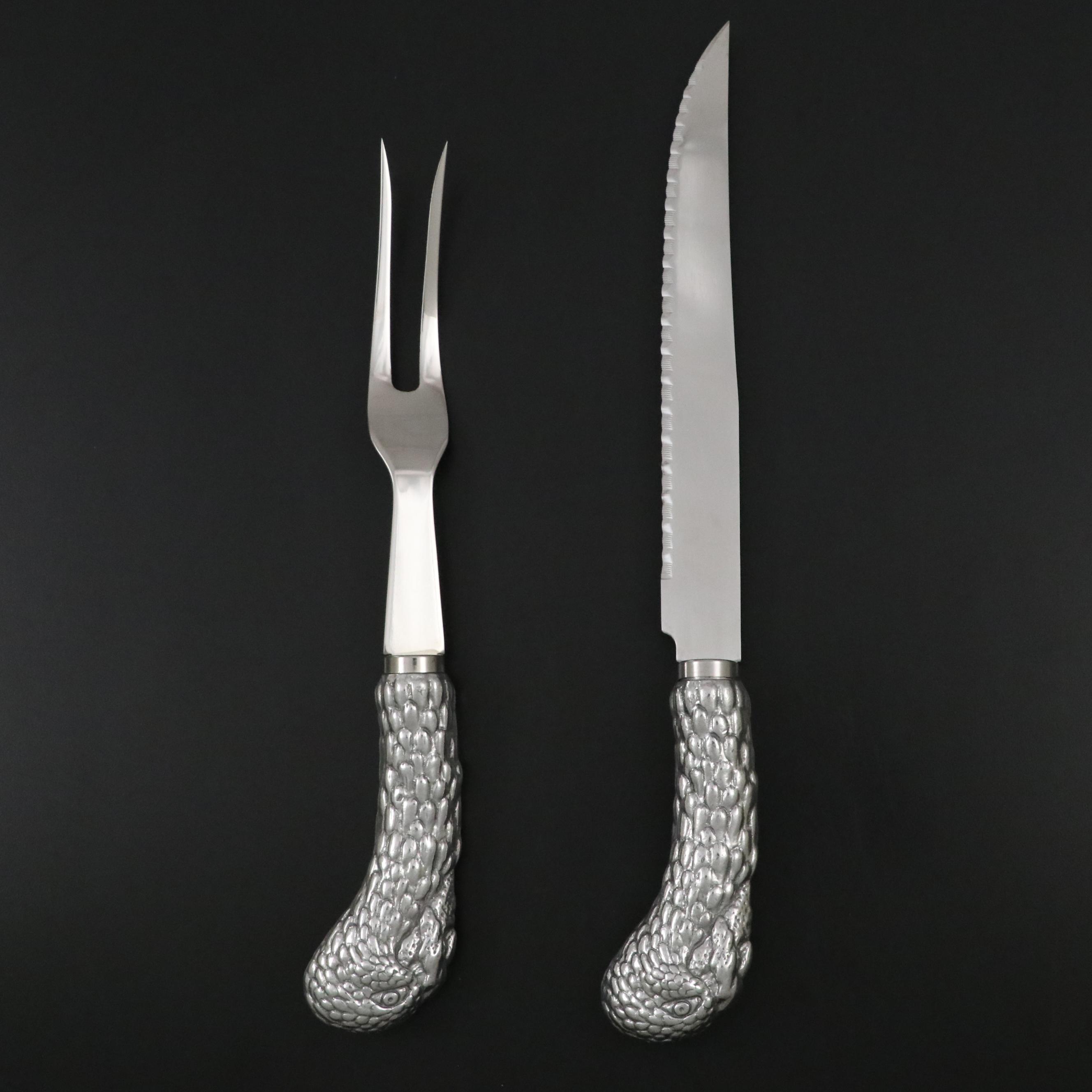 Arthur Court "American Wilderness" Aluminum and Stainless Steel Carving Set