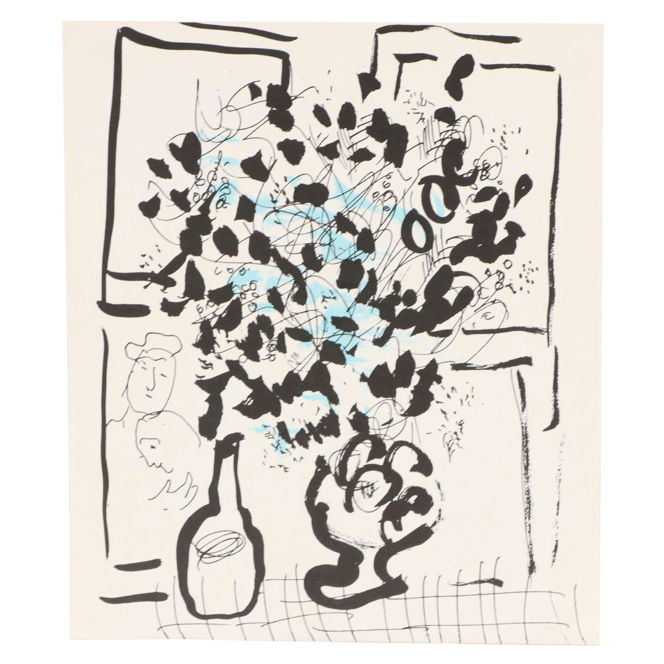 Marc Chagall Lithograph "Le Bouquet Noir et Bleu," 1957