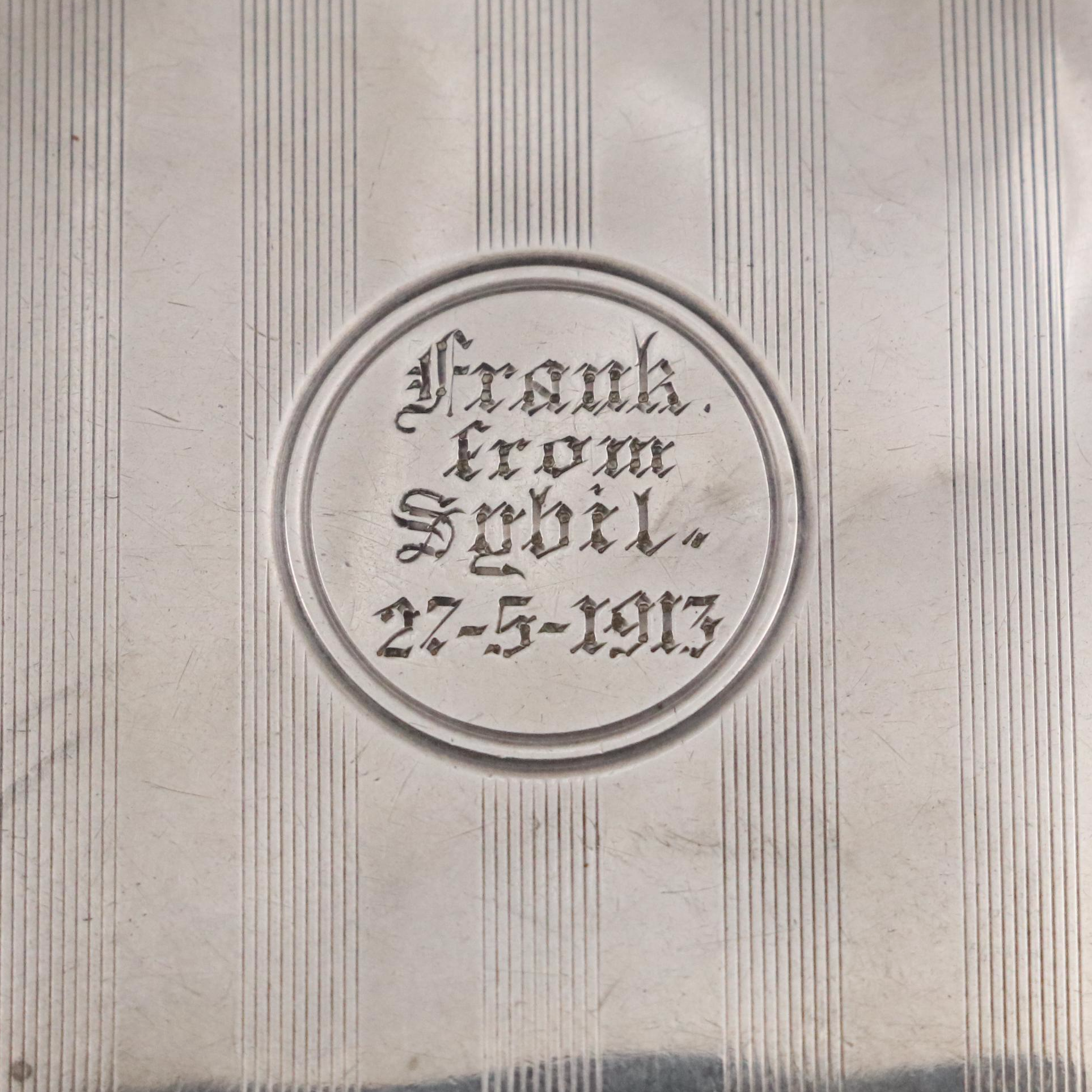 English Engraved Sterling Silver Coin Holders and Vesta, Late 19th/ Early 20th C