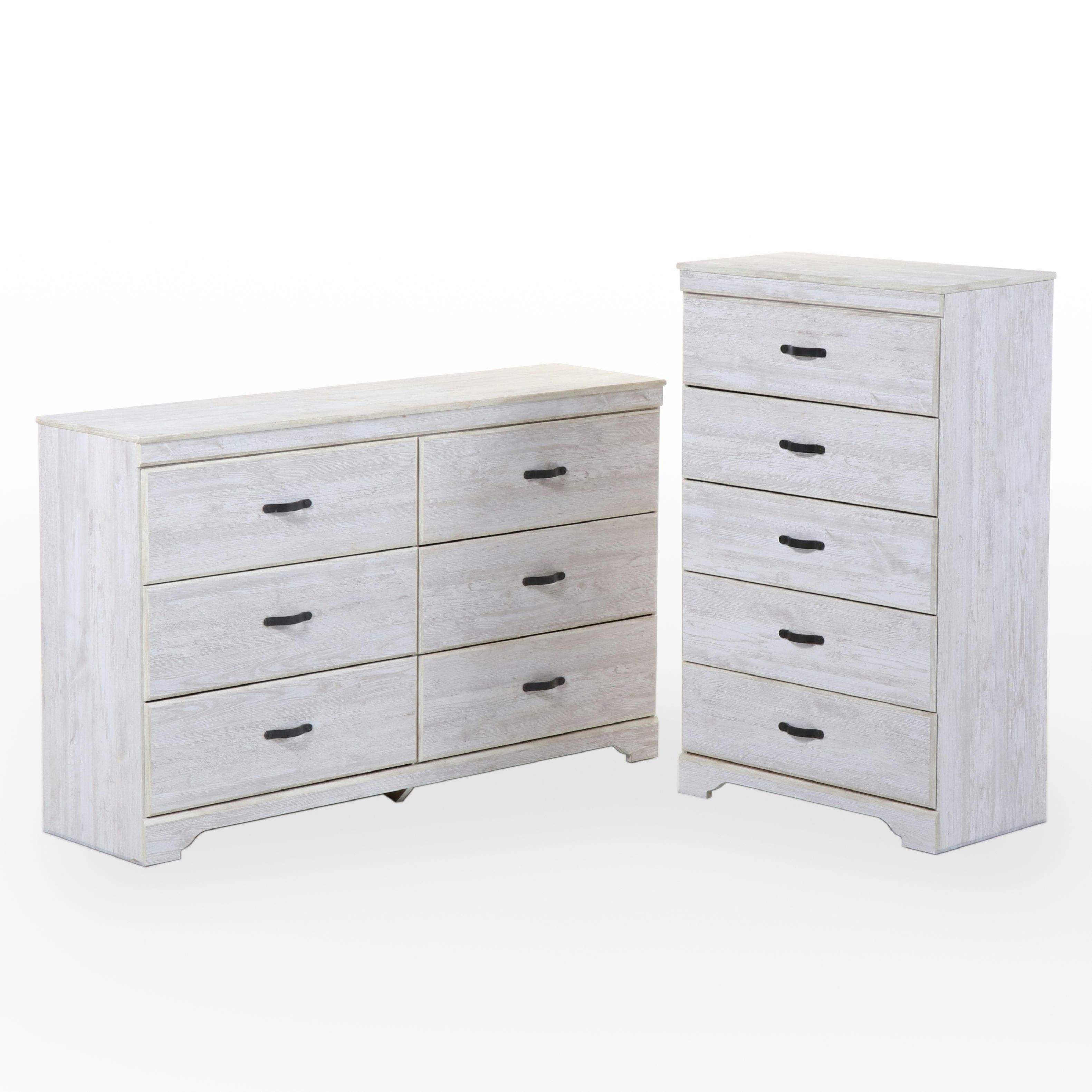 Ashley Furniture White-Washed Finish Chest and Dresser