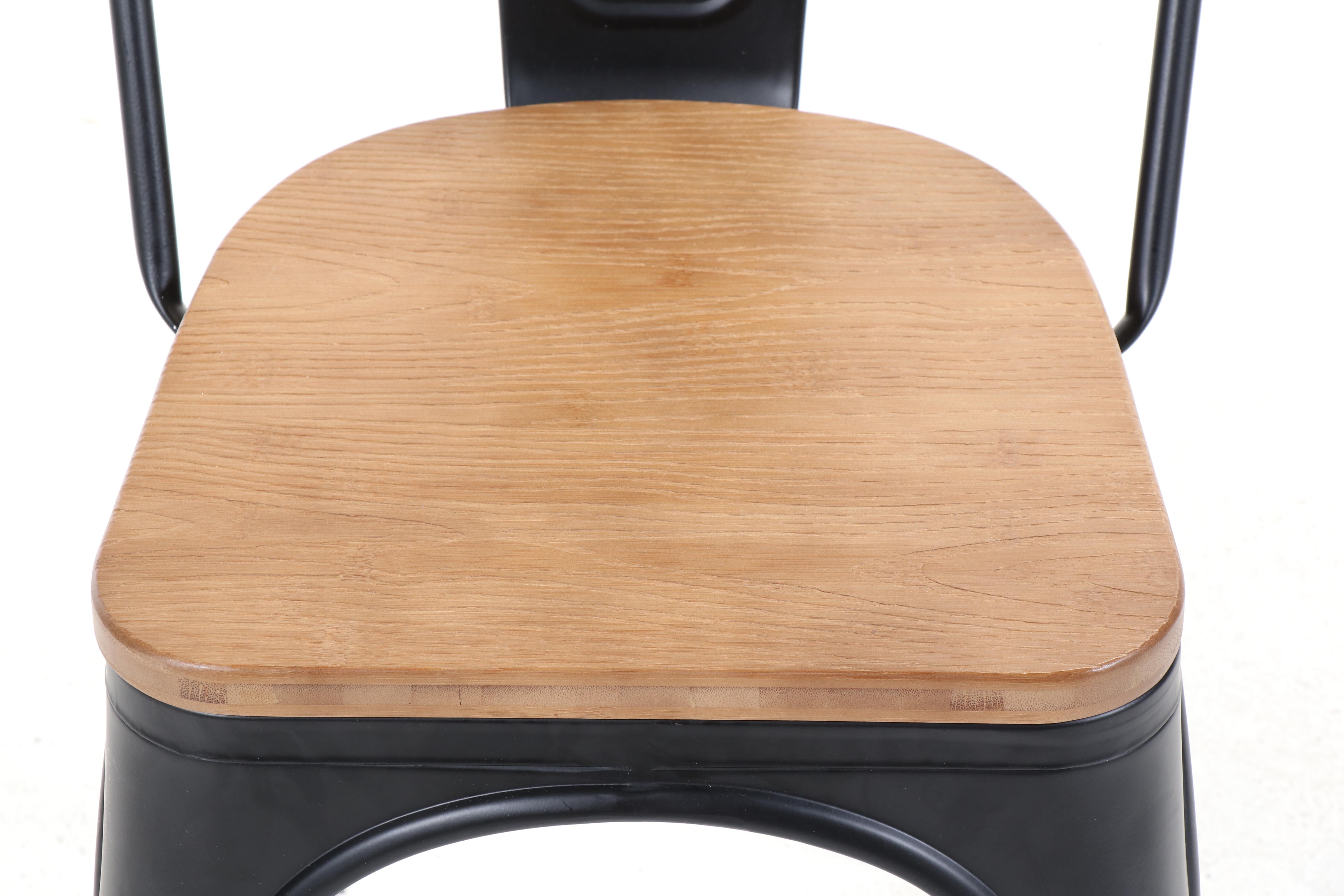 Contemporary Parsons Style Dining Table with Six Metal Chairs