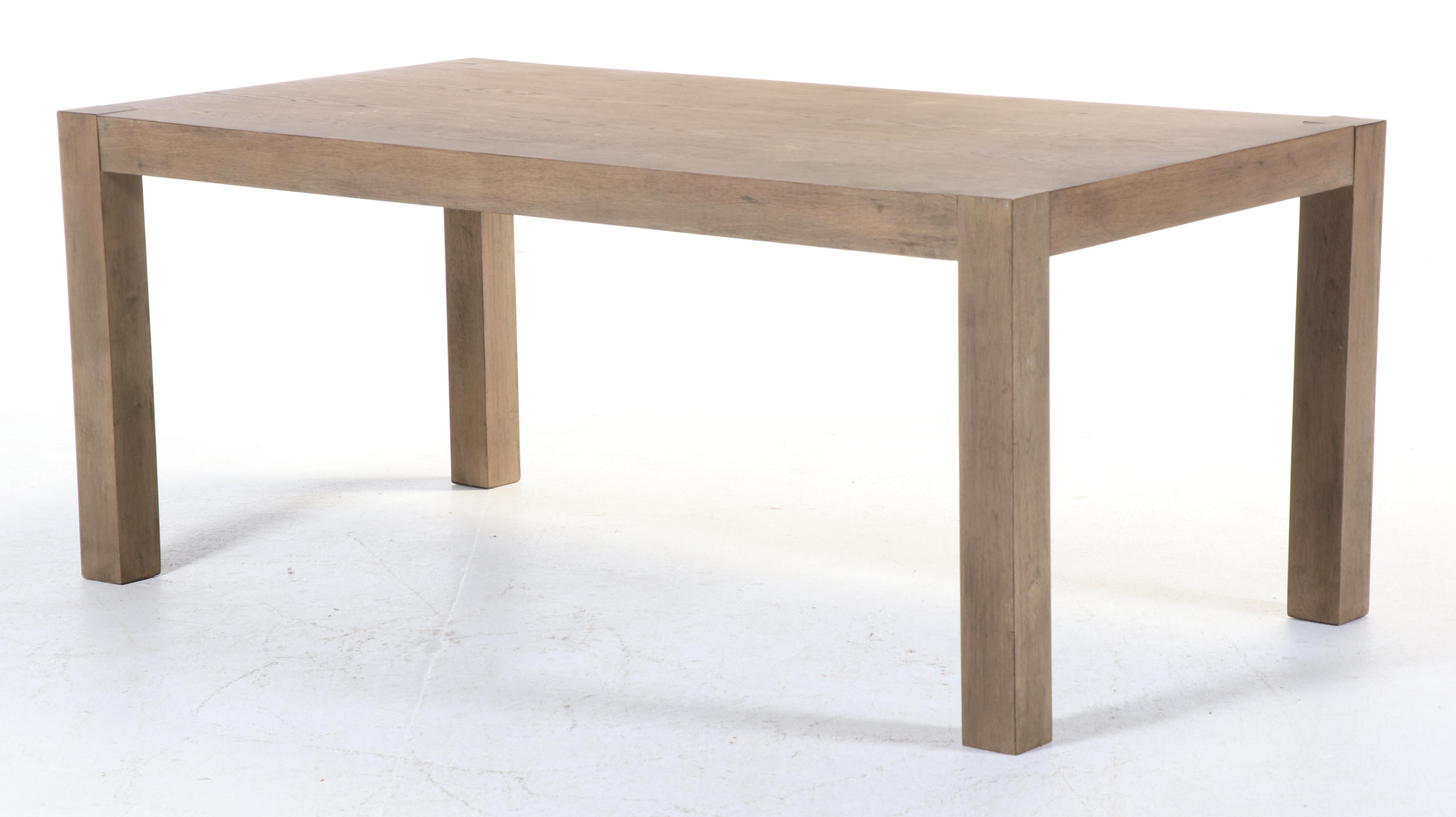 Contemporary Parsons Style Dining Table with Six Metal Chairs