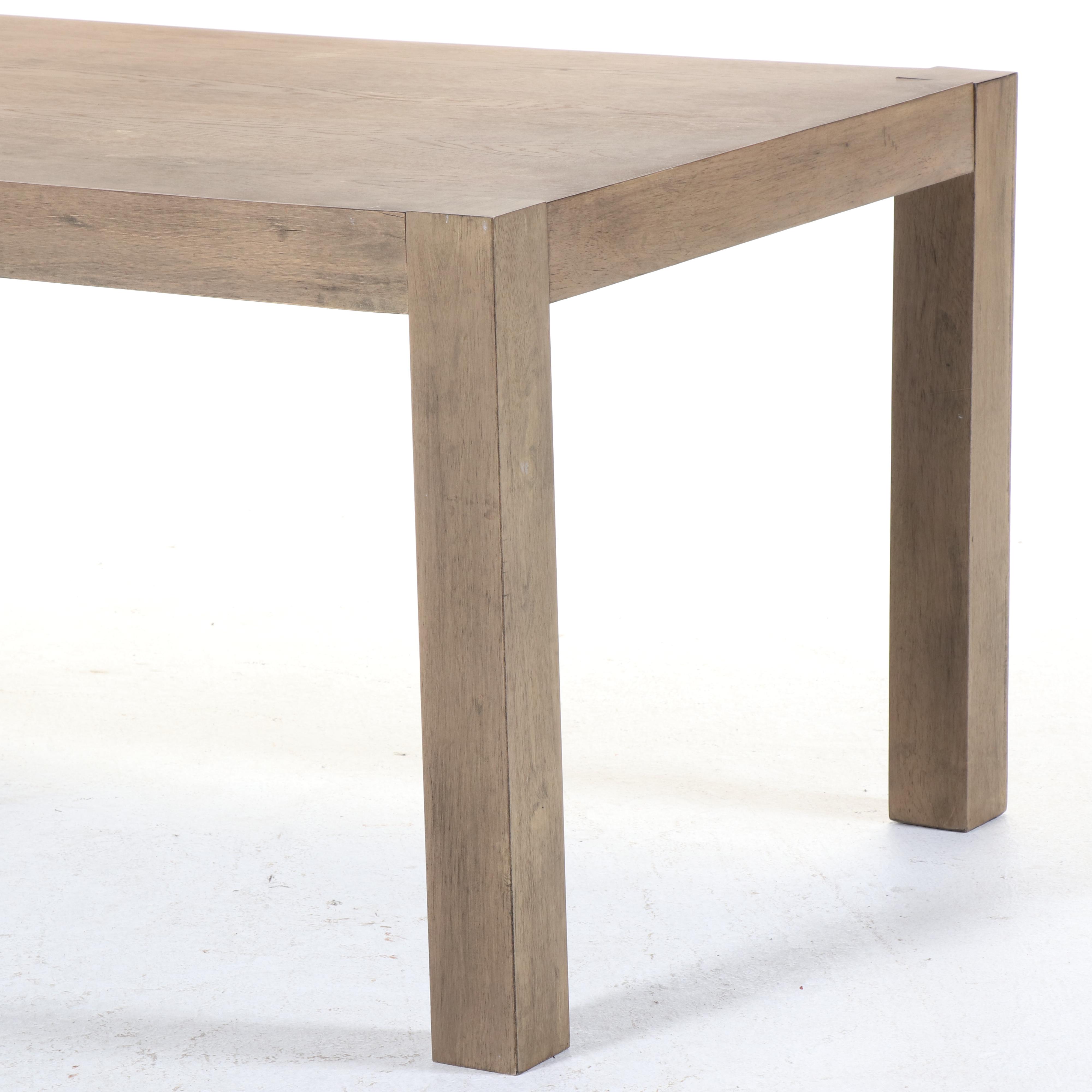 Contemporary Parsons Style Dining Table with Six Metal Chairs