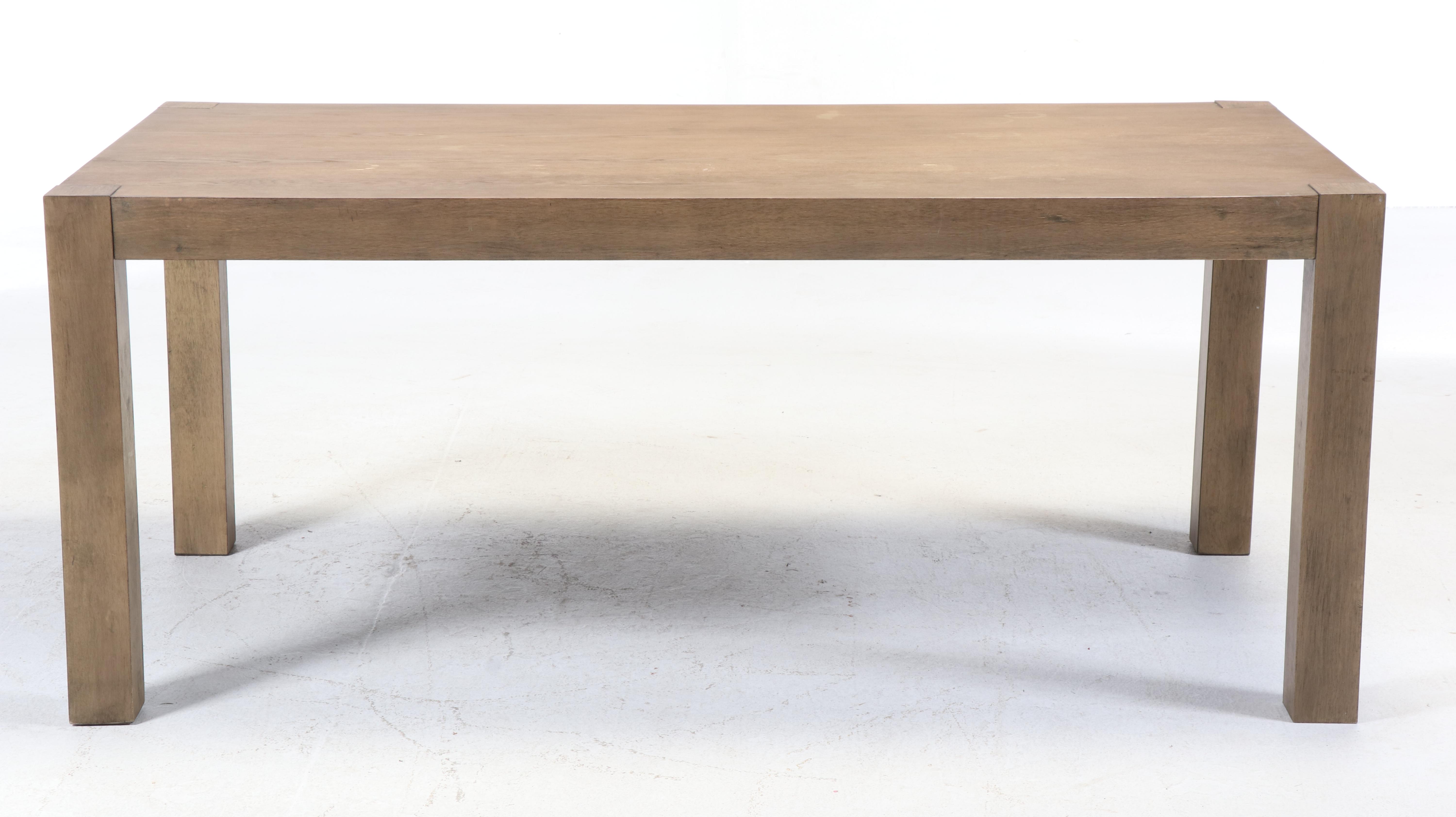 Contemporary Parsons Style Dining Table with Six Metal Chairs