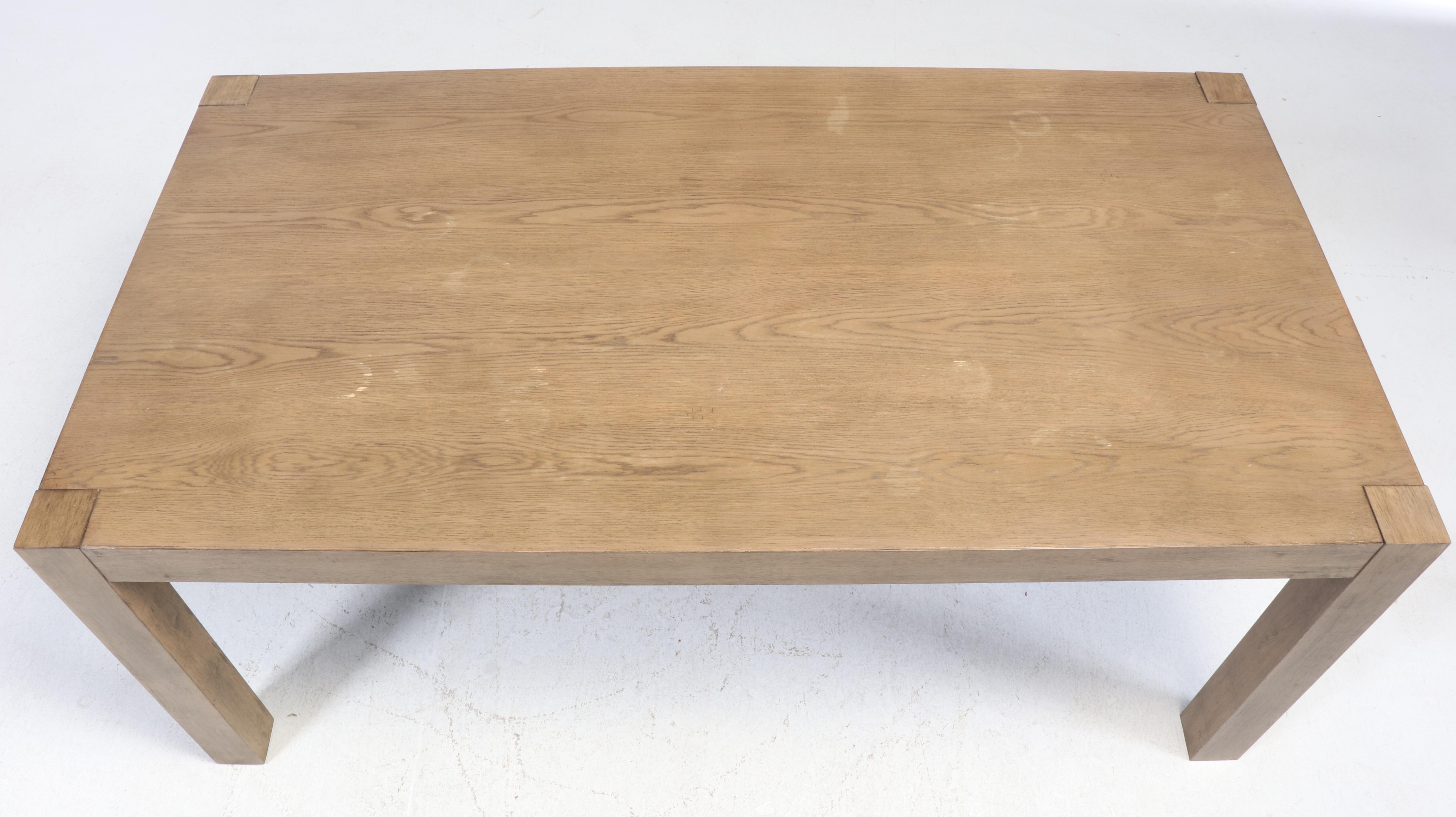 Contemporary Parsons Style Dining Table with Six Metal Chairs