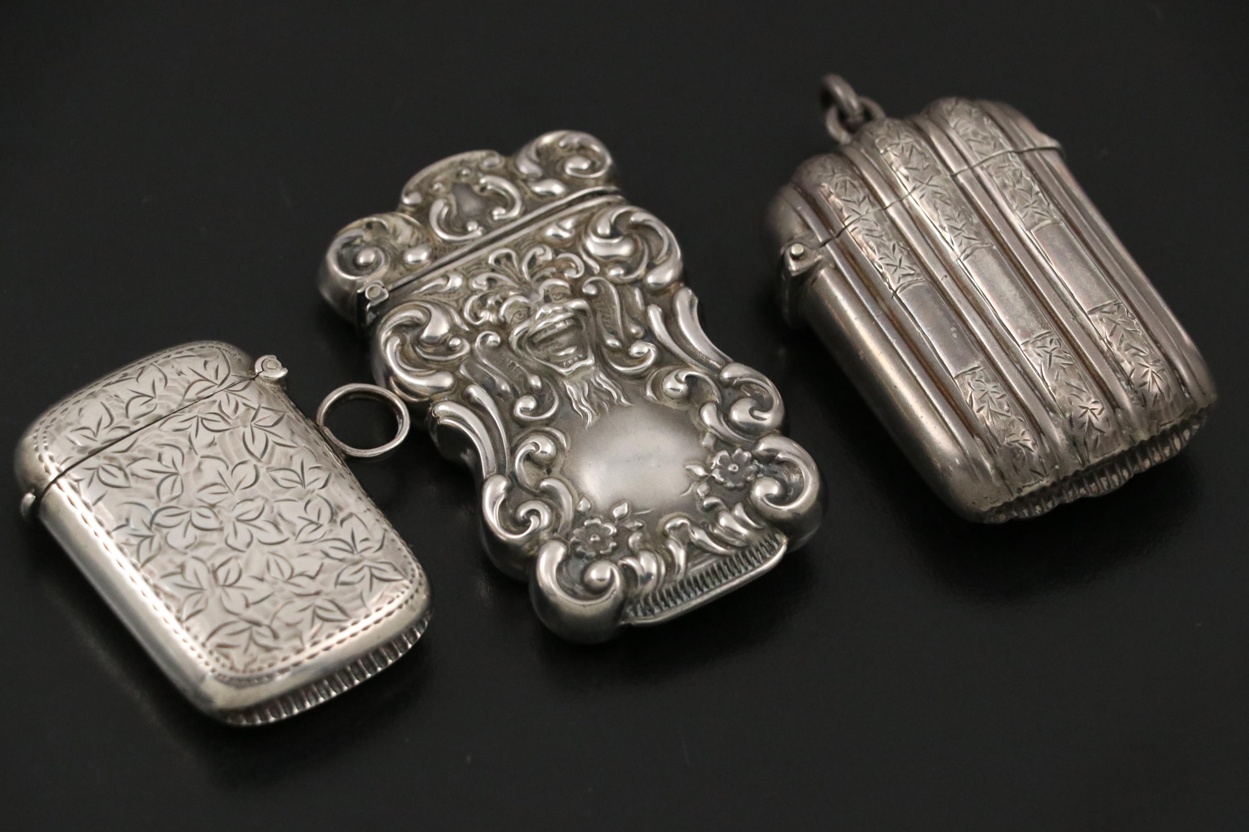 Antique Sterling Match Safe Vesta Cases
