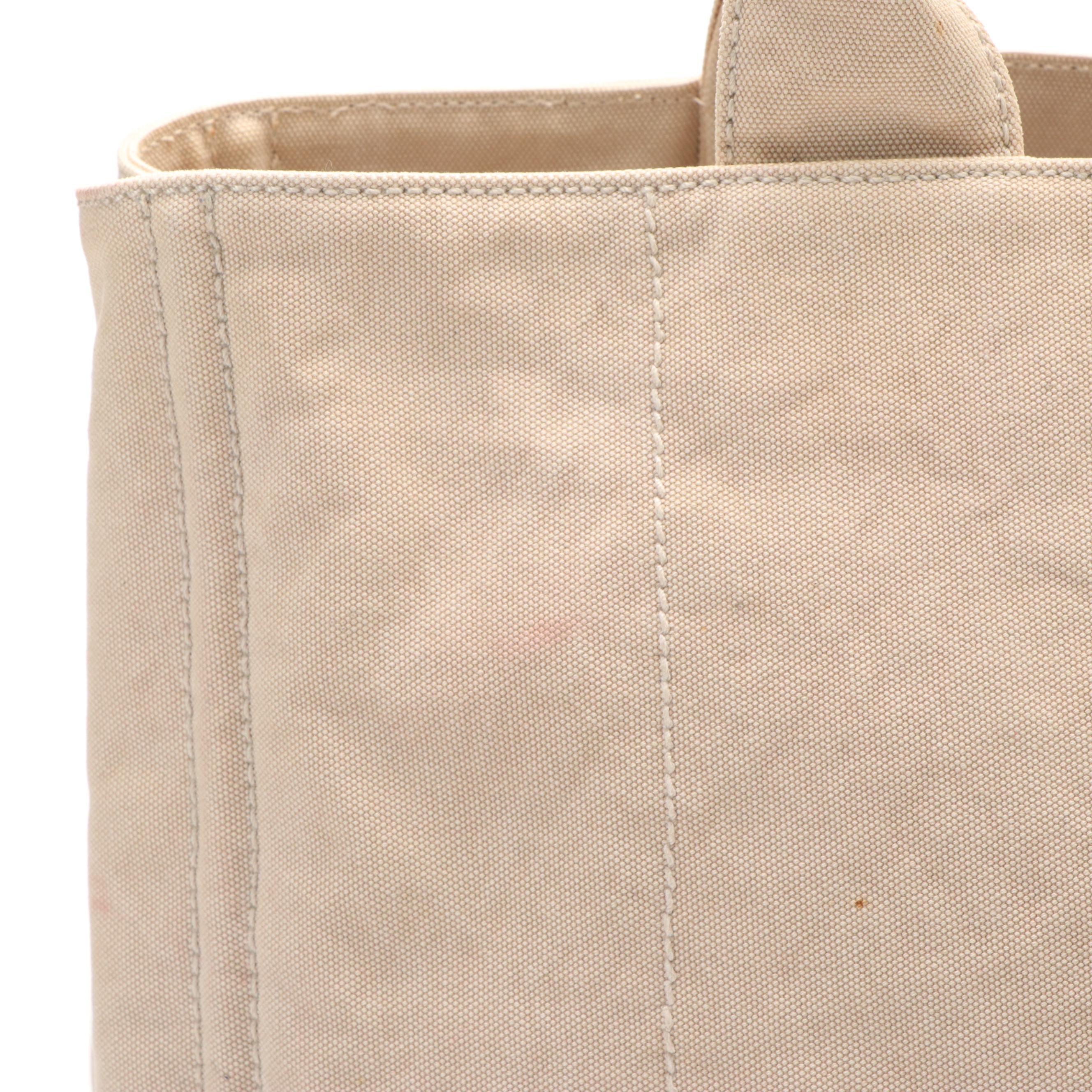 Prada  Delave Canapa Shopping Tote Bag in Off-White Canvas