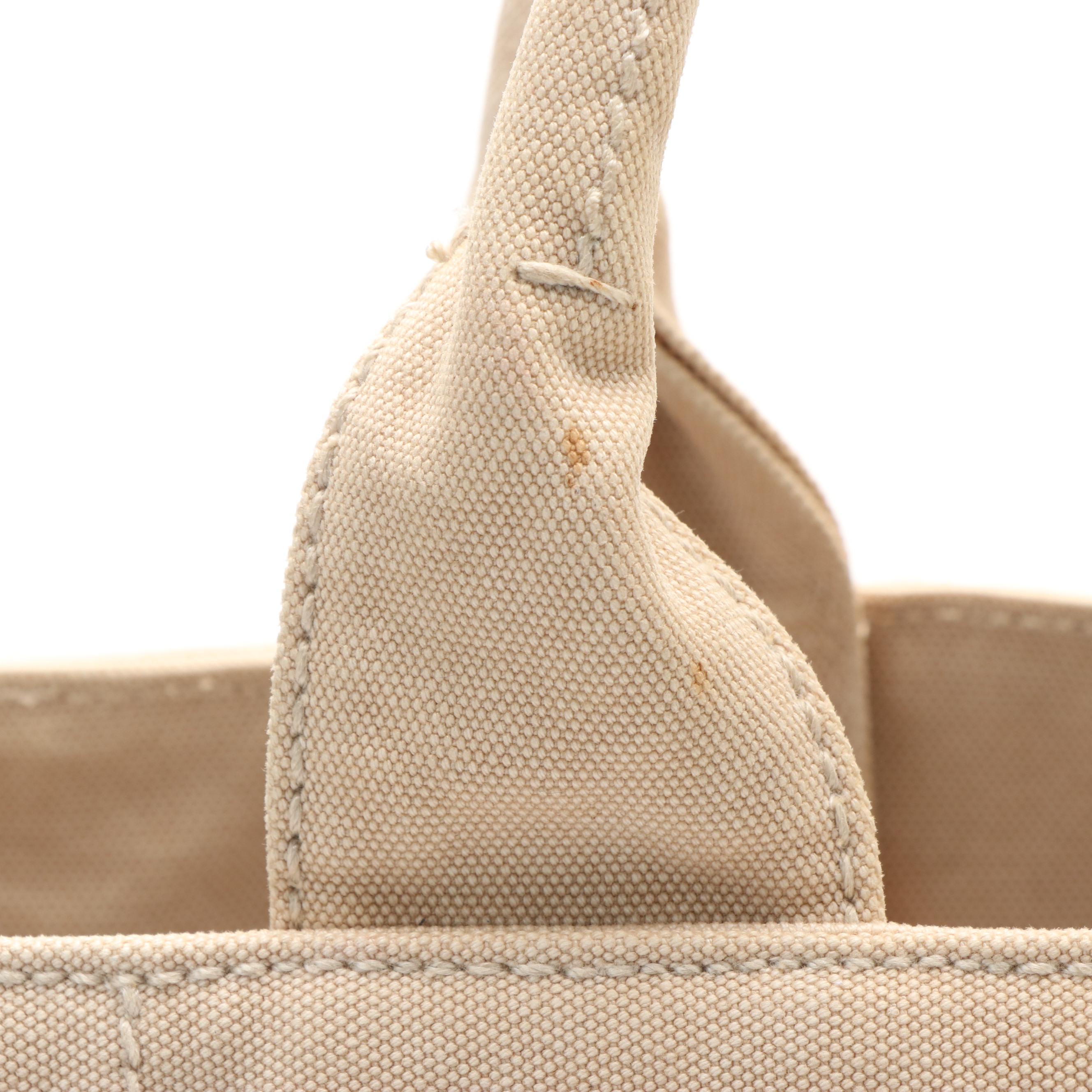 Prada  Delave Canapa Shopping Tote Bag in Off-White Canvas