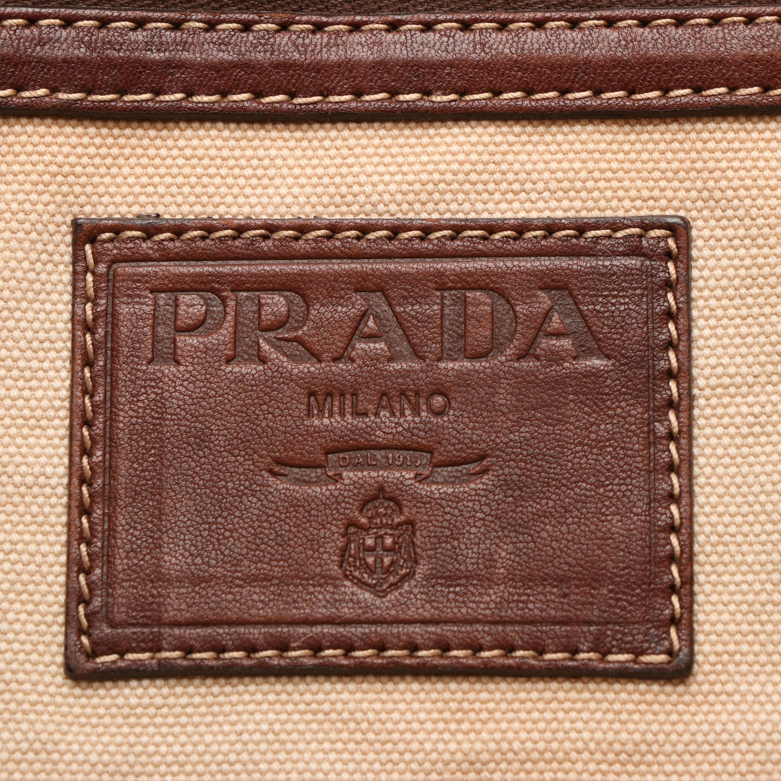 Prada  Delave Canapa Shopping Tote Bag in Off-White Canvas