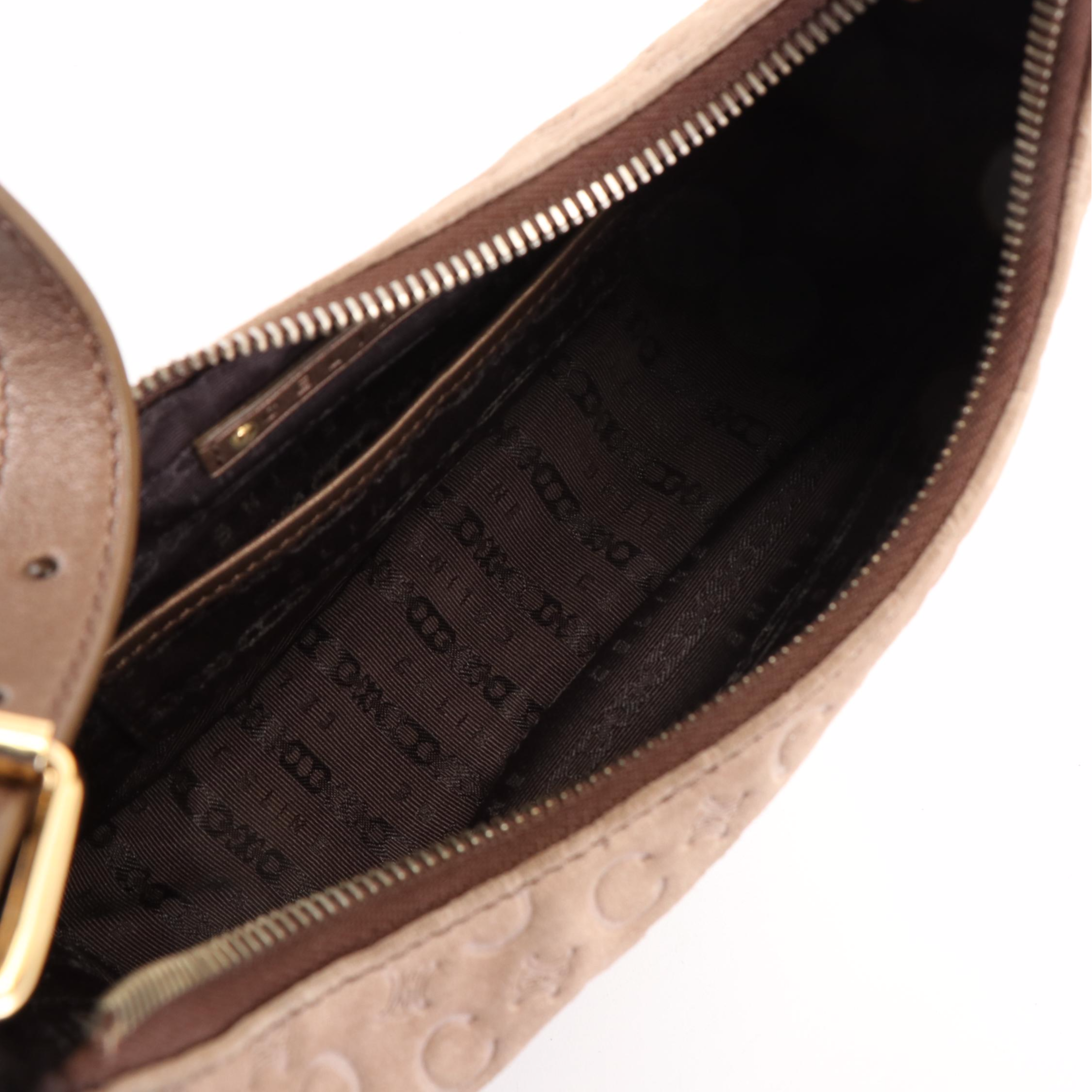 Céline C Macadam Pattern Hobo Bag in Warm Taupe Suede