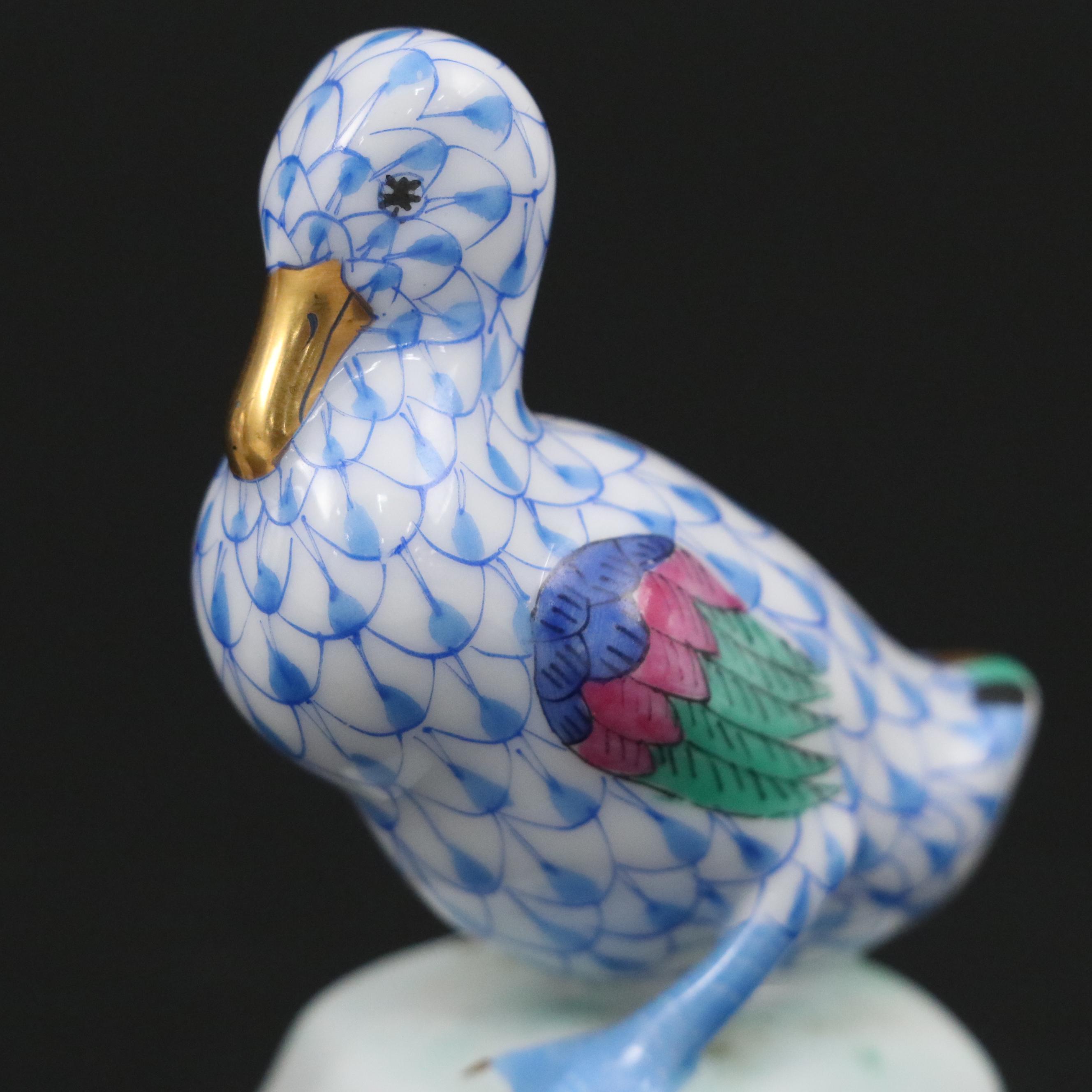 Herend Rust Fishnet with Gold "Seahorse" and More Herend Porcelain Figurines